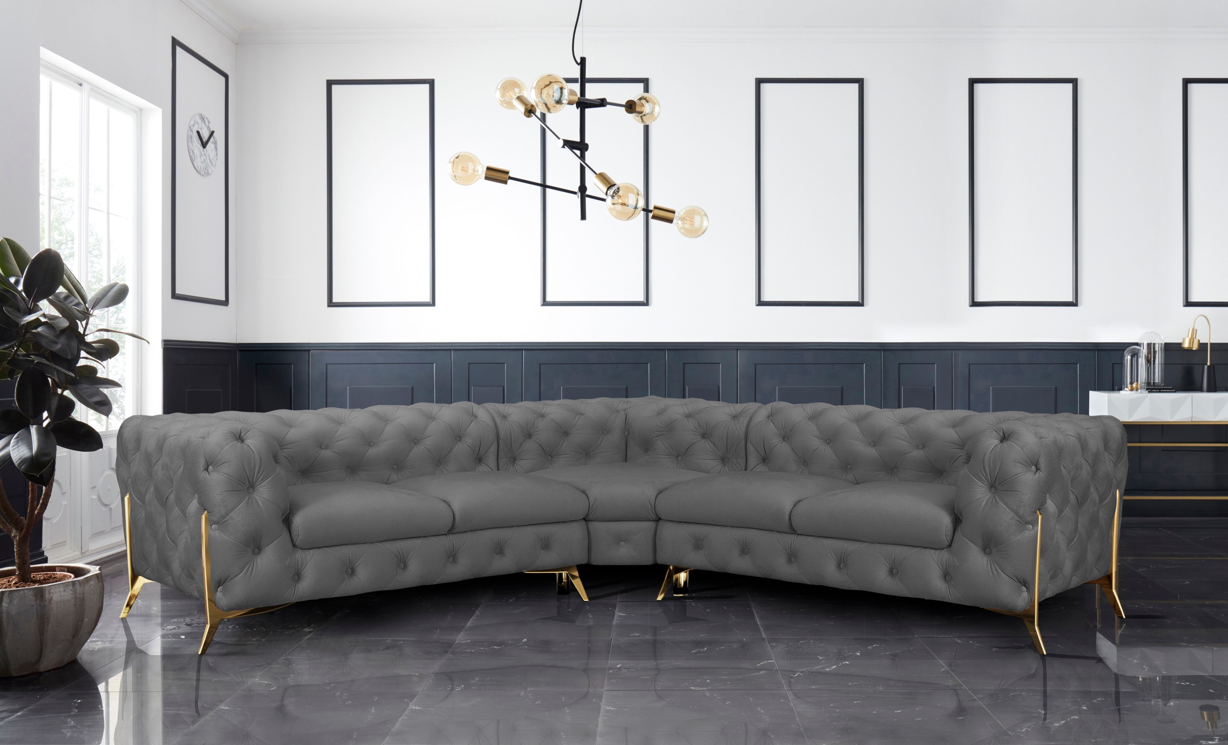 Home affaire Chesterfield-Sofa »Amaury L-Form« Chesterfield-Optik, Breite/T günstig online kaufen