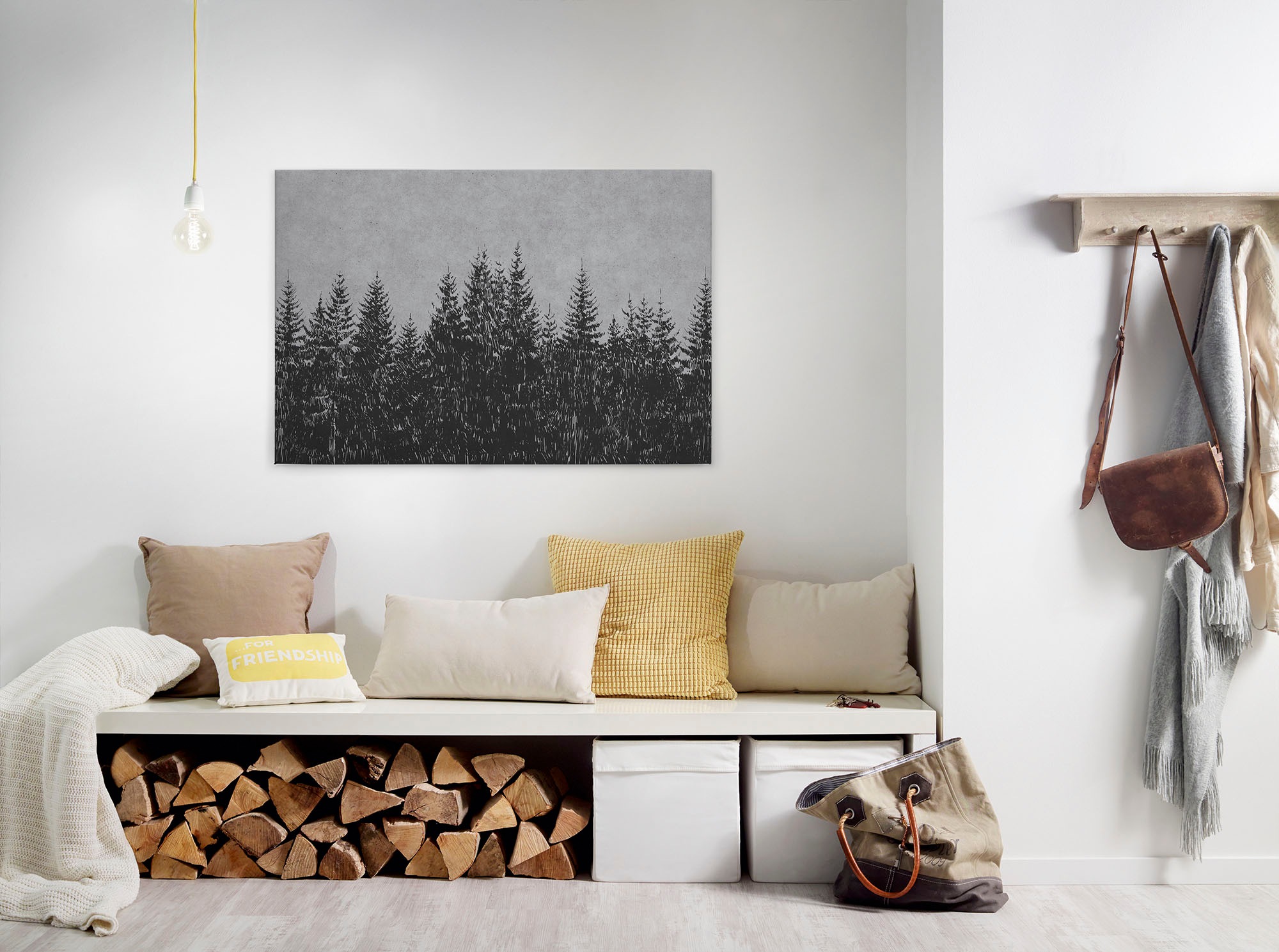Bricoflor Tannenwald Bild Grau Und Schwarz Industrial Leinwand Bild In Beto günstig online kaufen