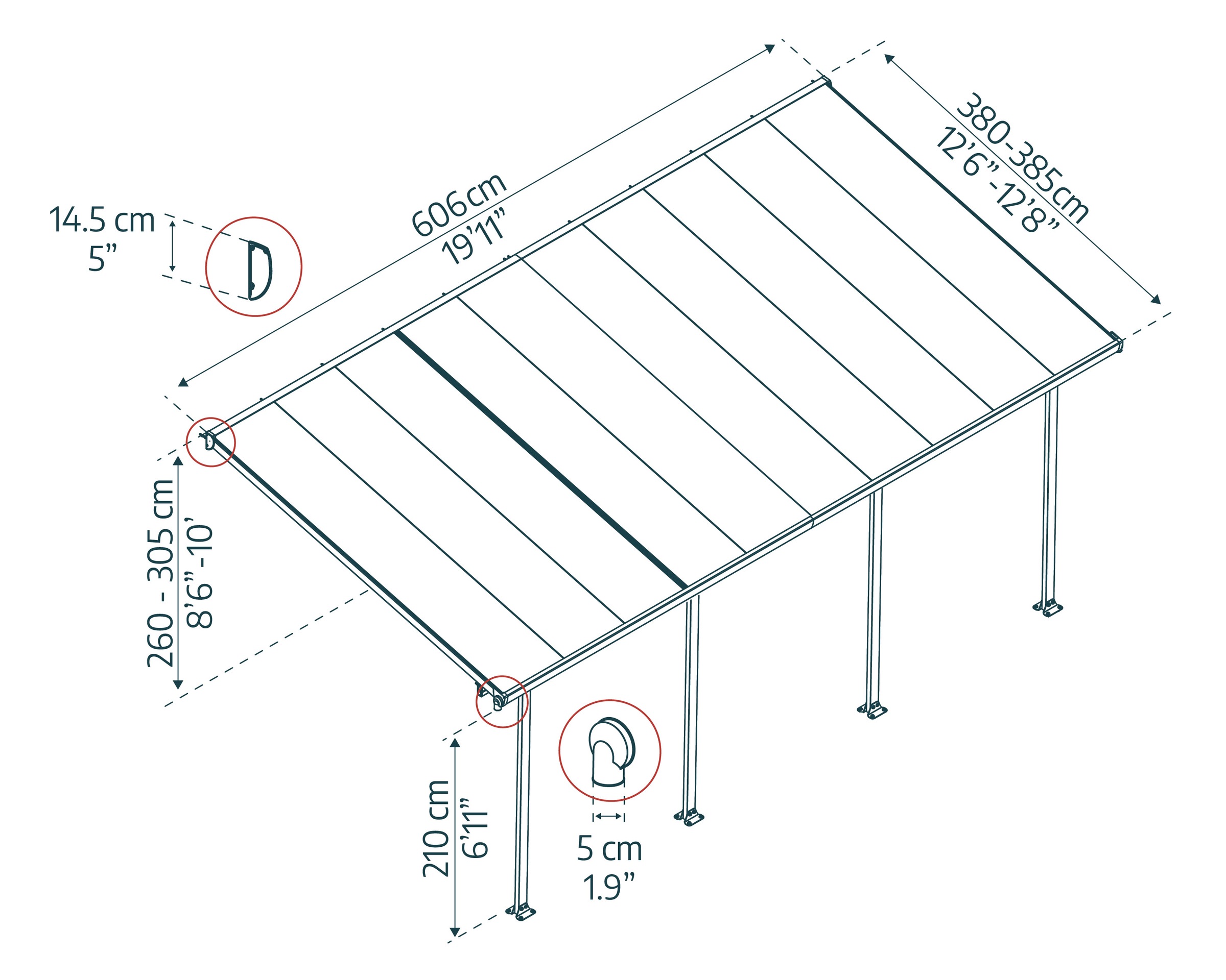 Palram - Canopia Terrassendach »Feria Alu Terrassenüberdachung«, einfache DIY Montage