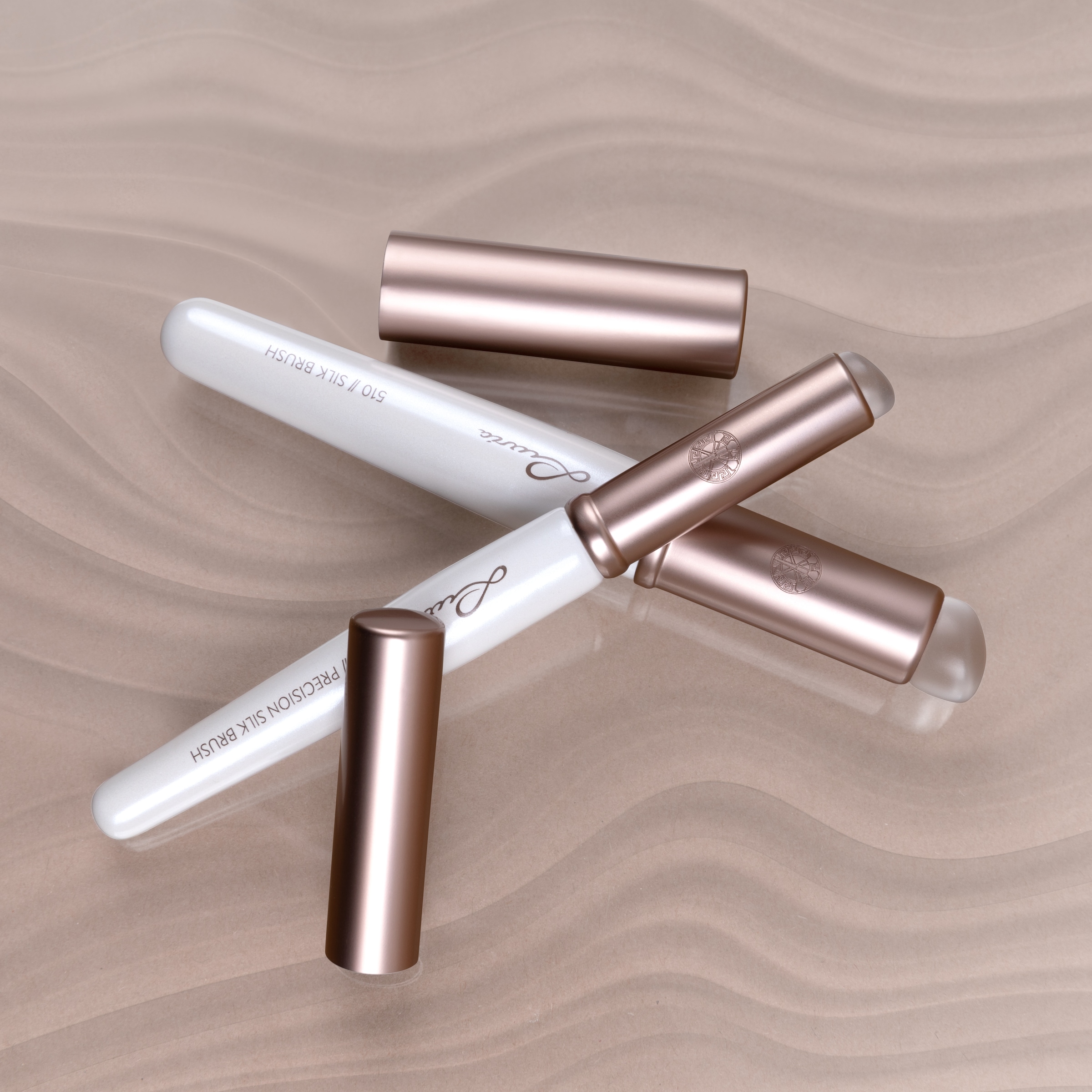 Luvia Cosmetics Kosmetikpinsel-Set »Silk Brush Duo Elegance« Für makelloses Make-up ohne schmutzige Hände.