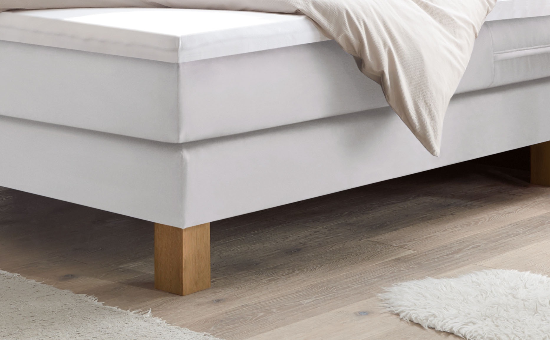 HASENA Boxspringbett »Cottage« mit gepolstertem Kopfteil, Kopfteilrahmen und Füsse aus massiver Eiche