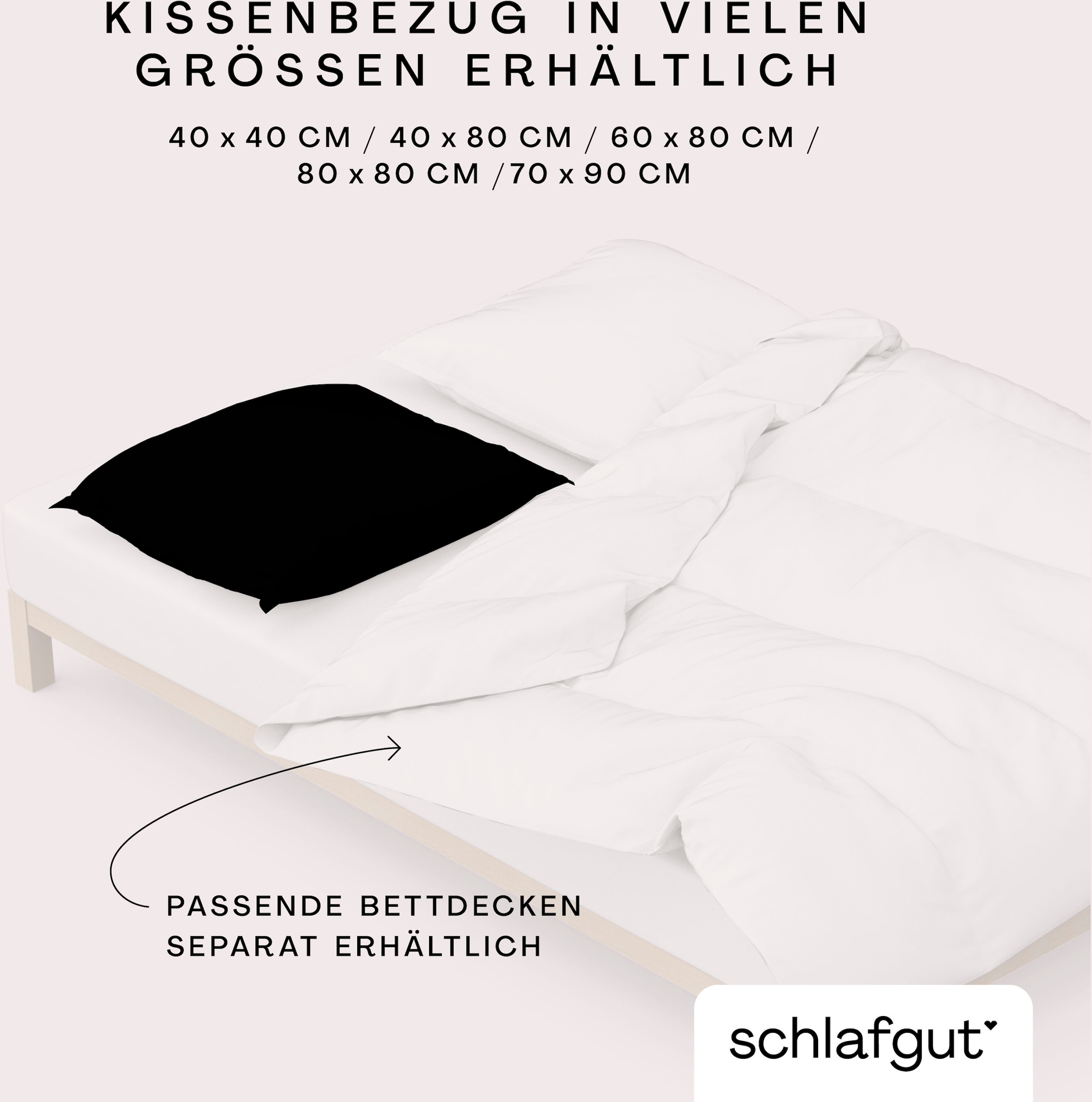 Schlafgut Kissenbezug »Woven Satin aus Mako-Baumwolle, langlebig, pflegeleicht, dicht gewebt«, (1 St.), Kissenhülle mit Reißverschluss, passender Bettbezug erhältlich