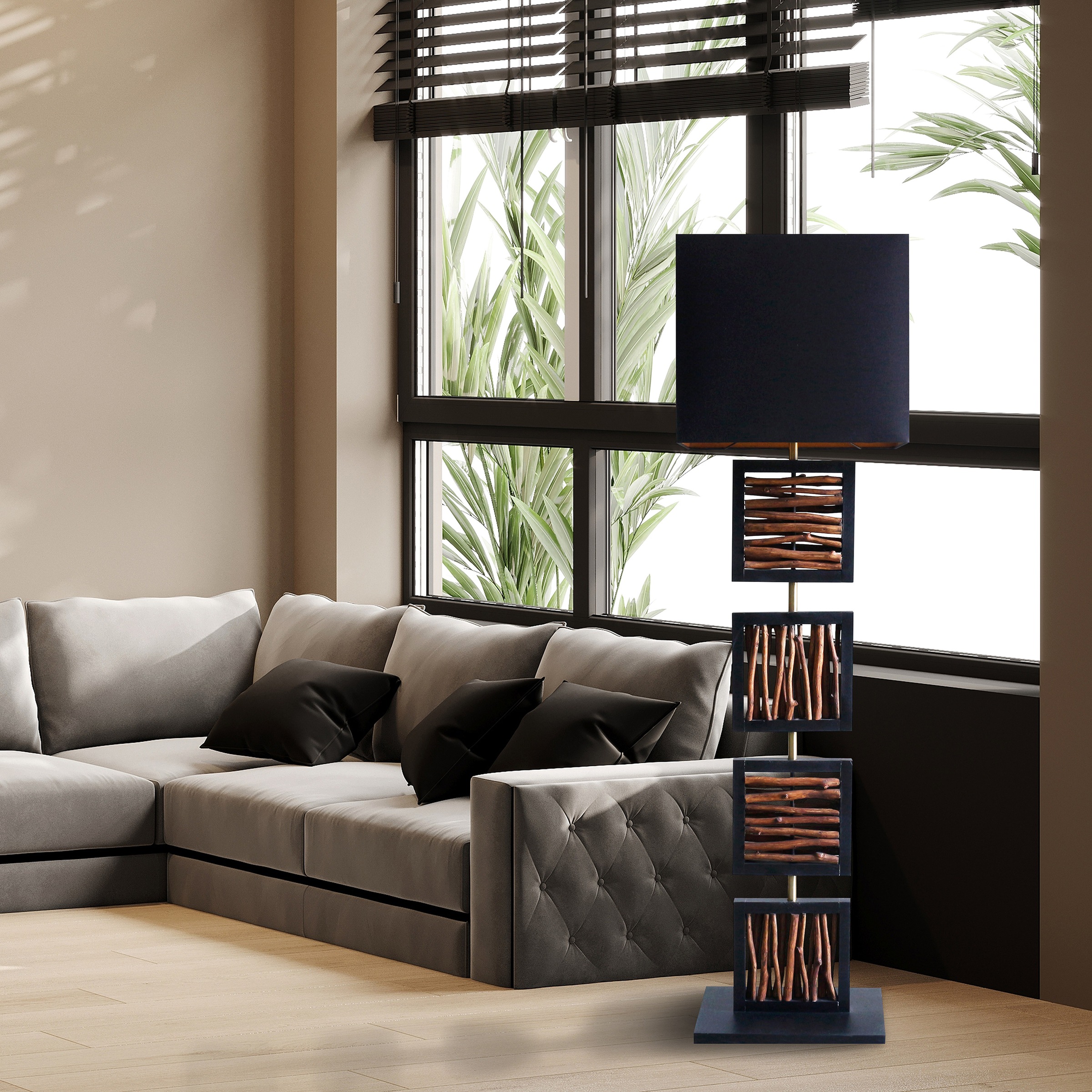 SalesFever Stehlampe »Treibholz« E27 1 Stk. Schirm innen goldfarben günstig online kaufen