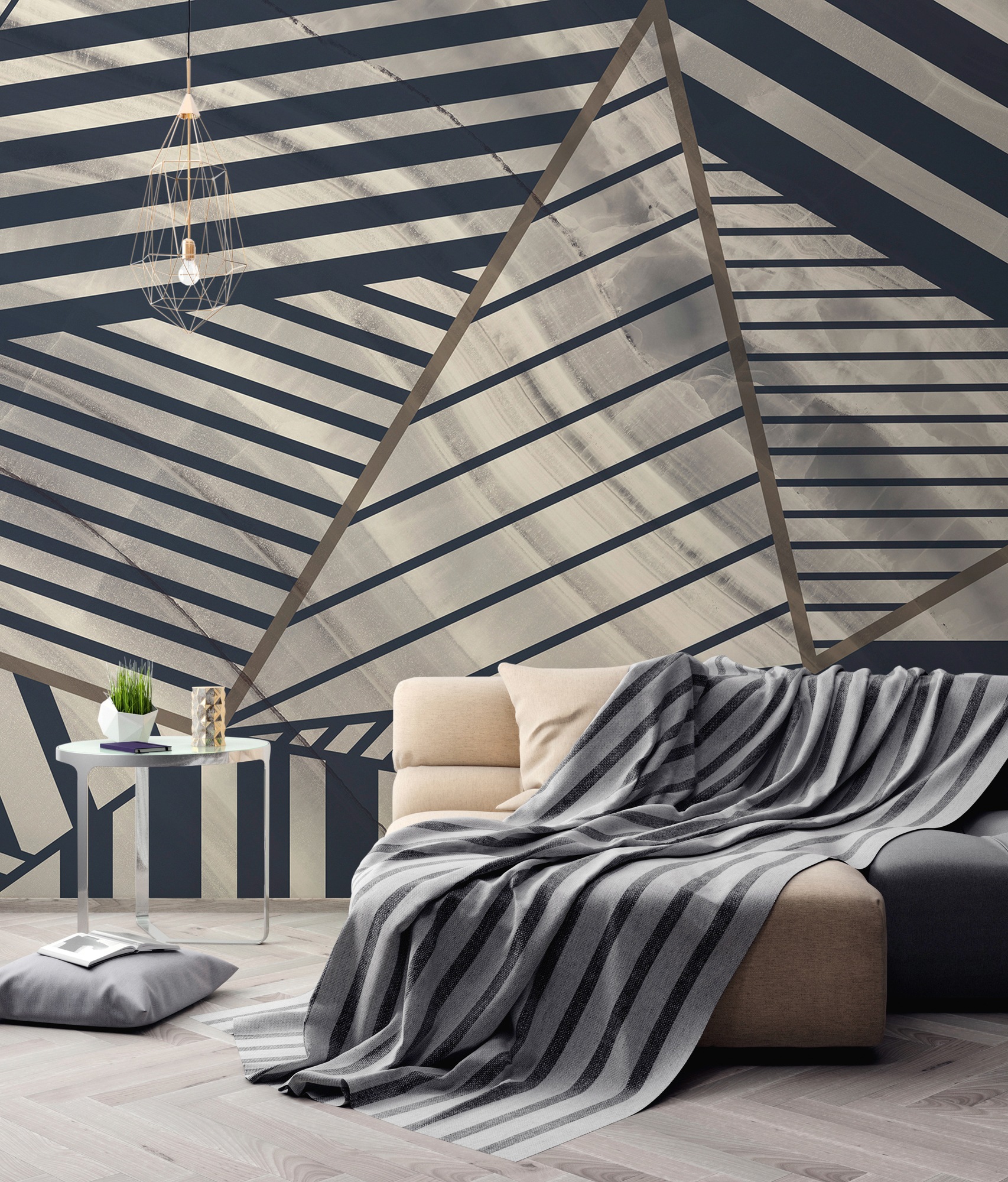 Architects Paper Fototapete »Atelier 47 Stripes Marble 3«, 3D-Optik, Vlies, Wand, Schräge, Decke