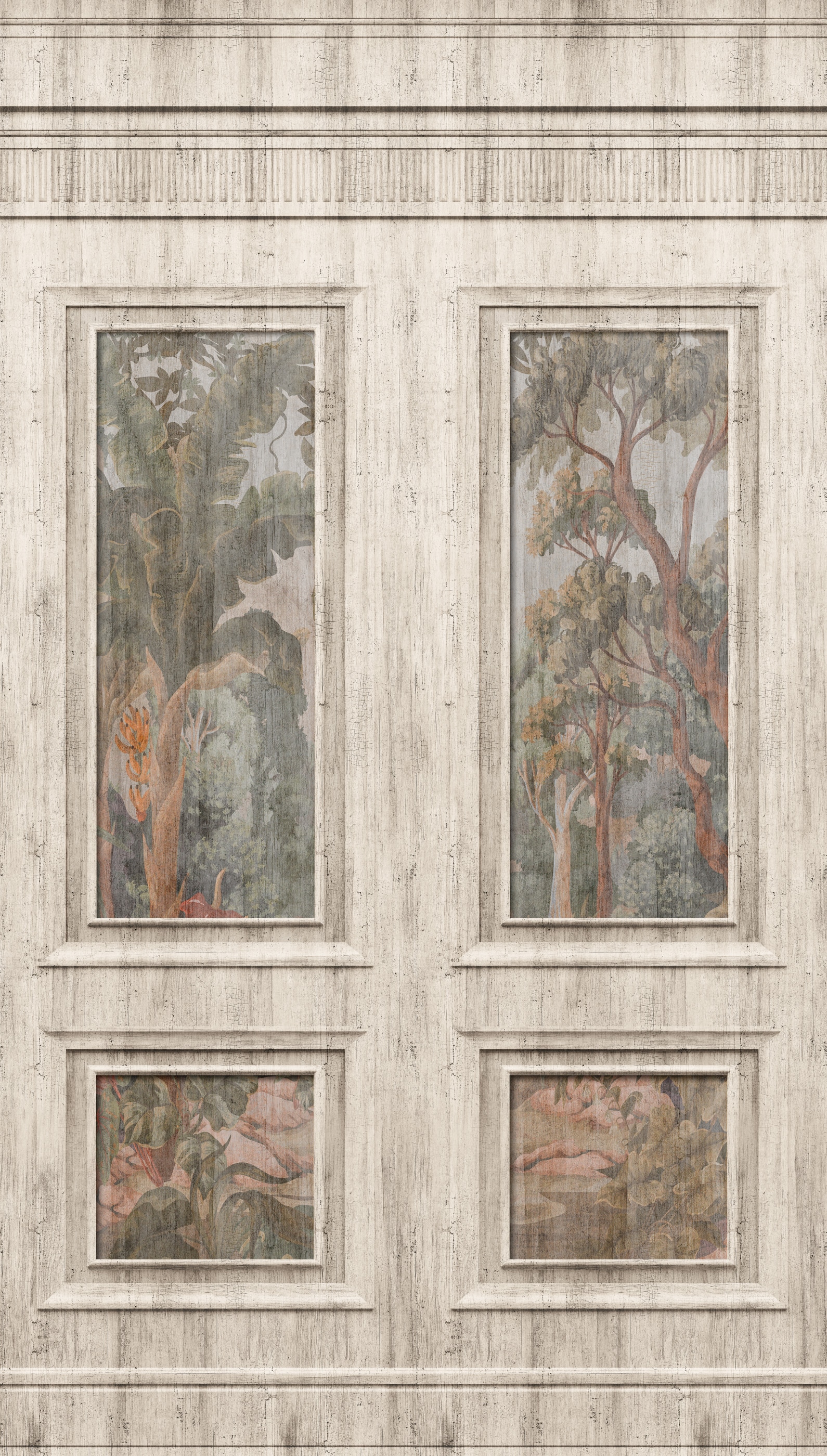 living walls Fototapete »Wallpanel Tapete Wandpaneele Motivtapete Wald Landhaus«, matt, Vliestapete Holz-Optik für Schlafzimmer Küche Wohnzimmer Wandpaneele