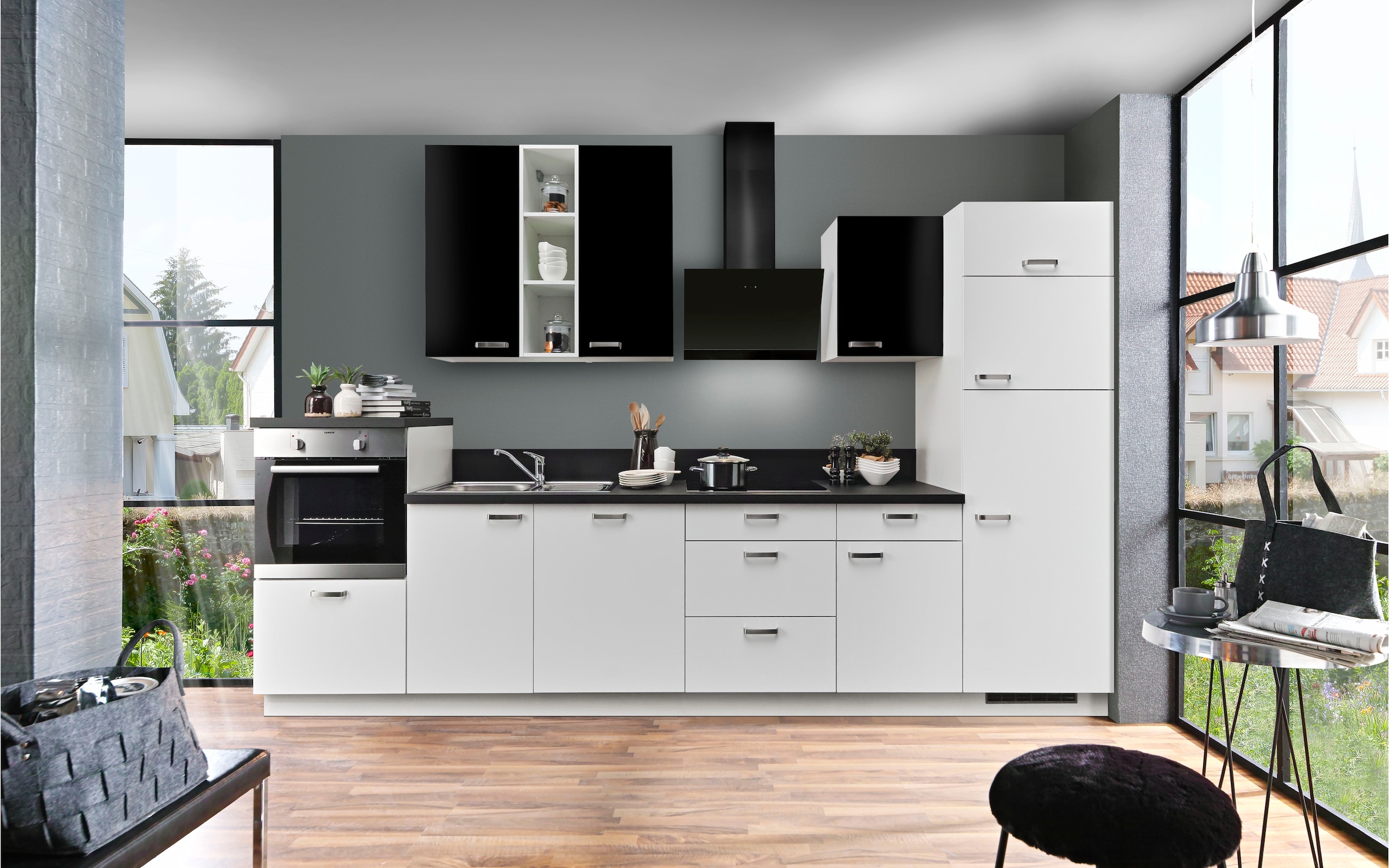 KOCHSTATION Küchenzeile »"KS-Bari", wahlw. mit E-Geräten & Geschirrspüler«, Soft-Close-Funktion und Vollauszügen, vormontiert, Breite 340 cm