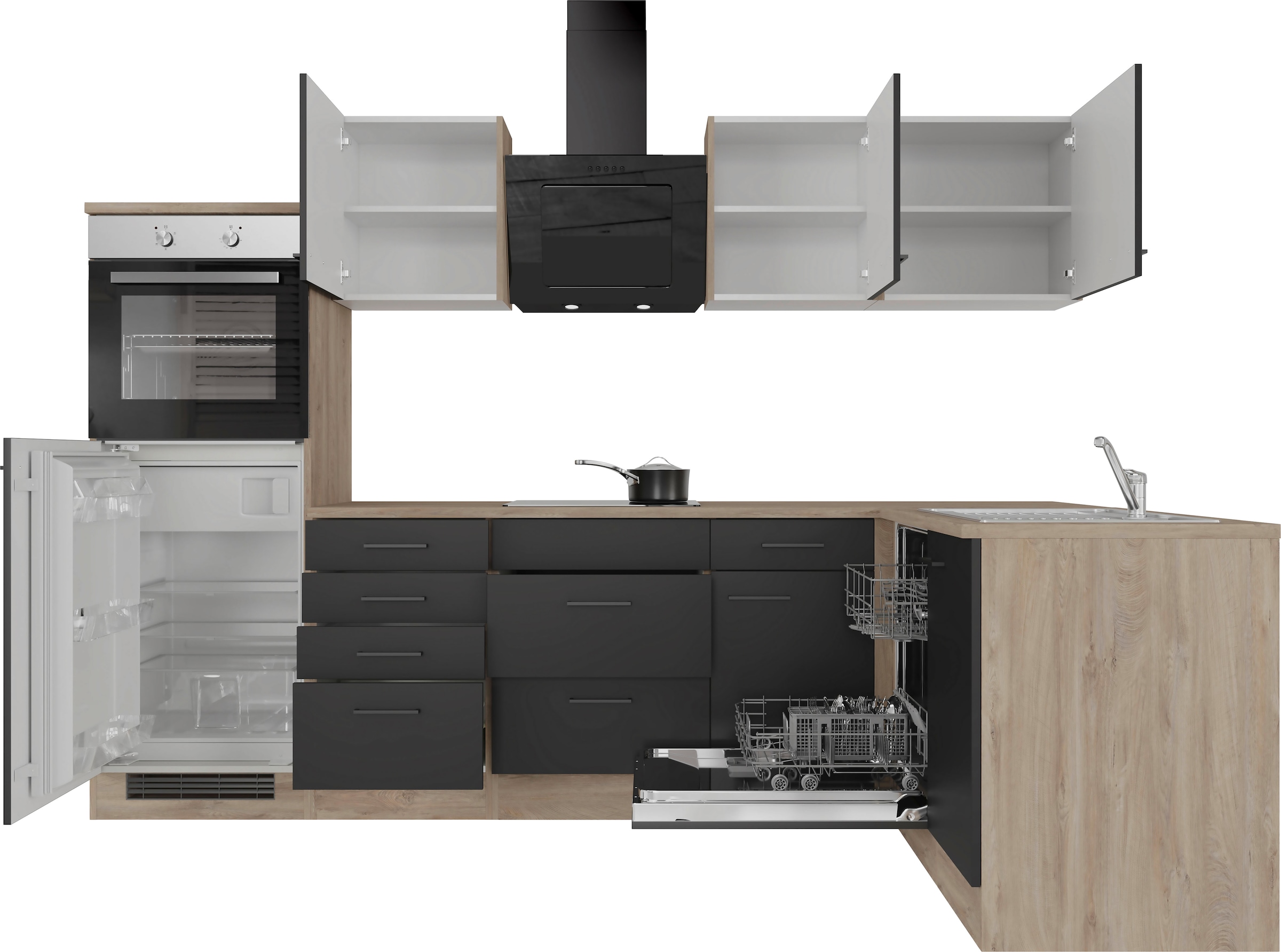 Flex-Well Küchenzeile »Capri«, mit und ohne E-Geräten erhältlich, Gesamtbreite 280x170 cm