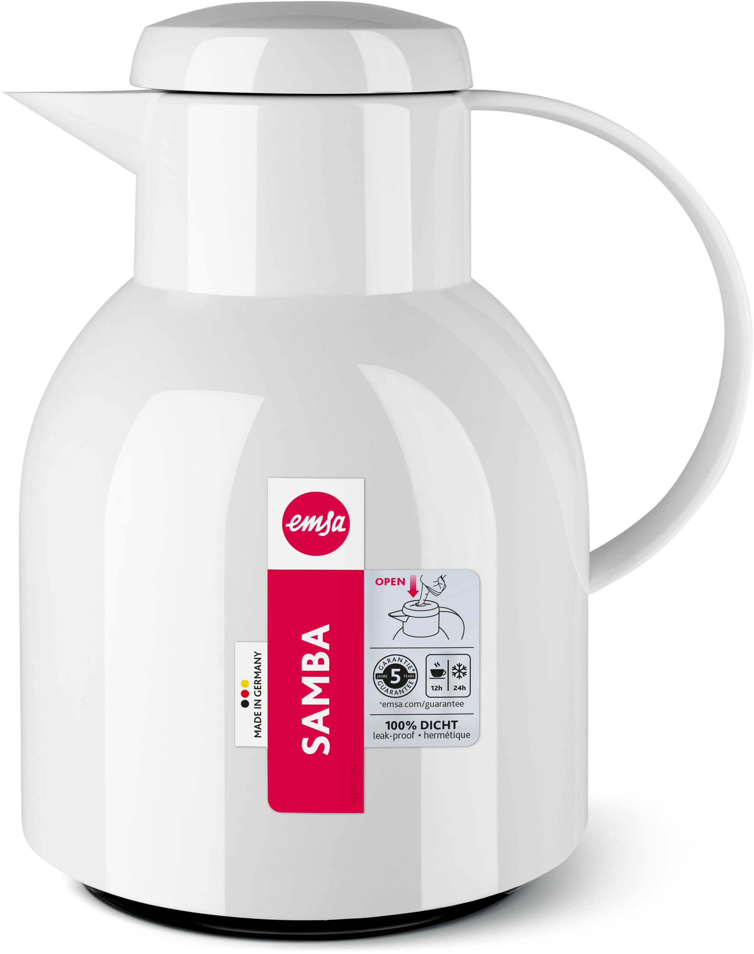 Emsa Isolierkanne »Samba«, 1 l, zeitloses Design, einfacher Knopfdruck, 24h günstig online kaufen