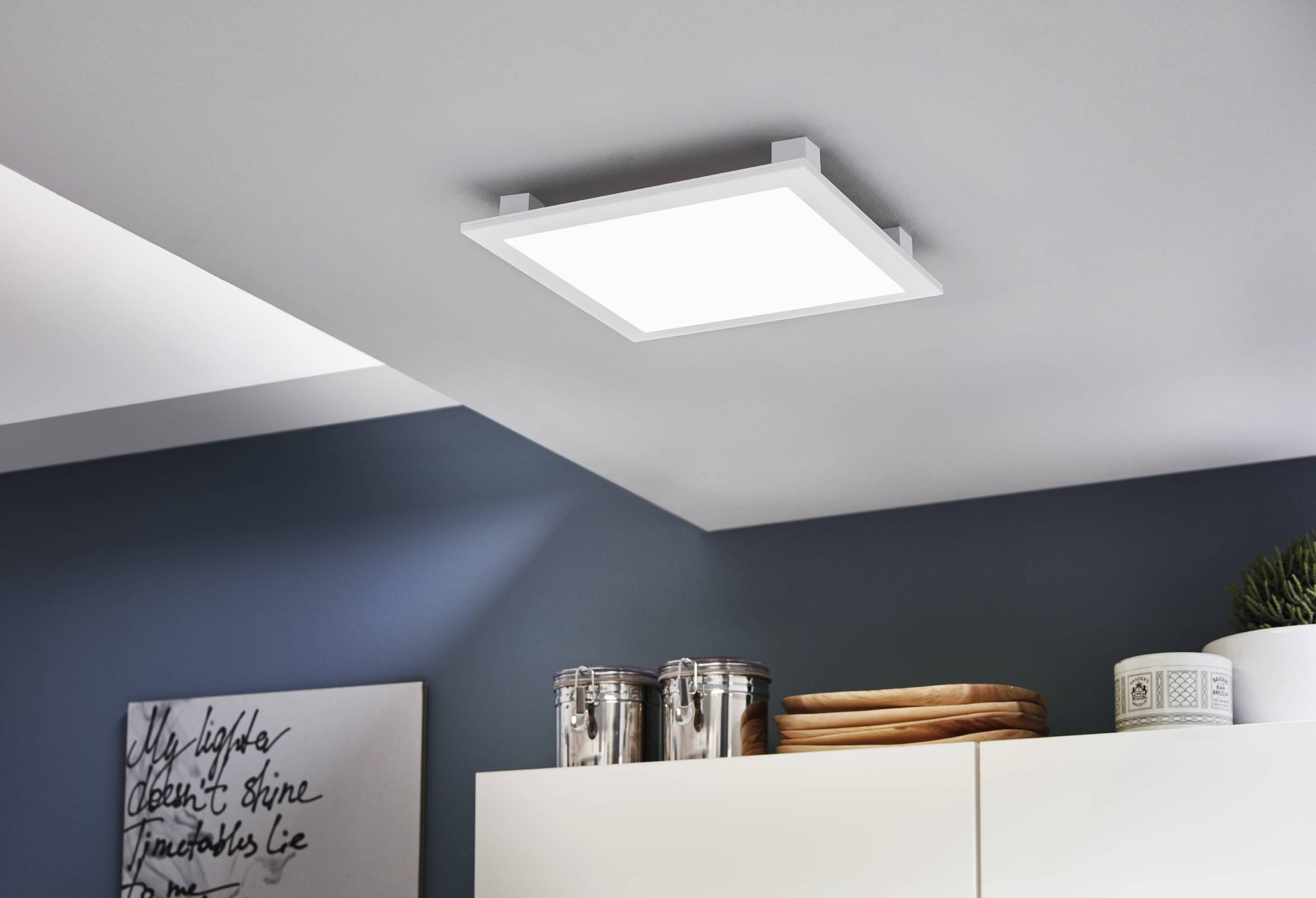 EGLO Rasterleuchte »Salobrena 1 Deckenlampe, Aluminium und Kunststoff, Aufbaulampe, Lampe« LED-Modul 1 Stk. Neutralweiß