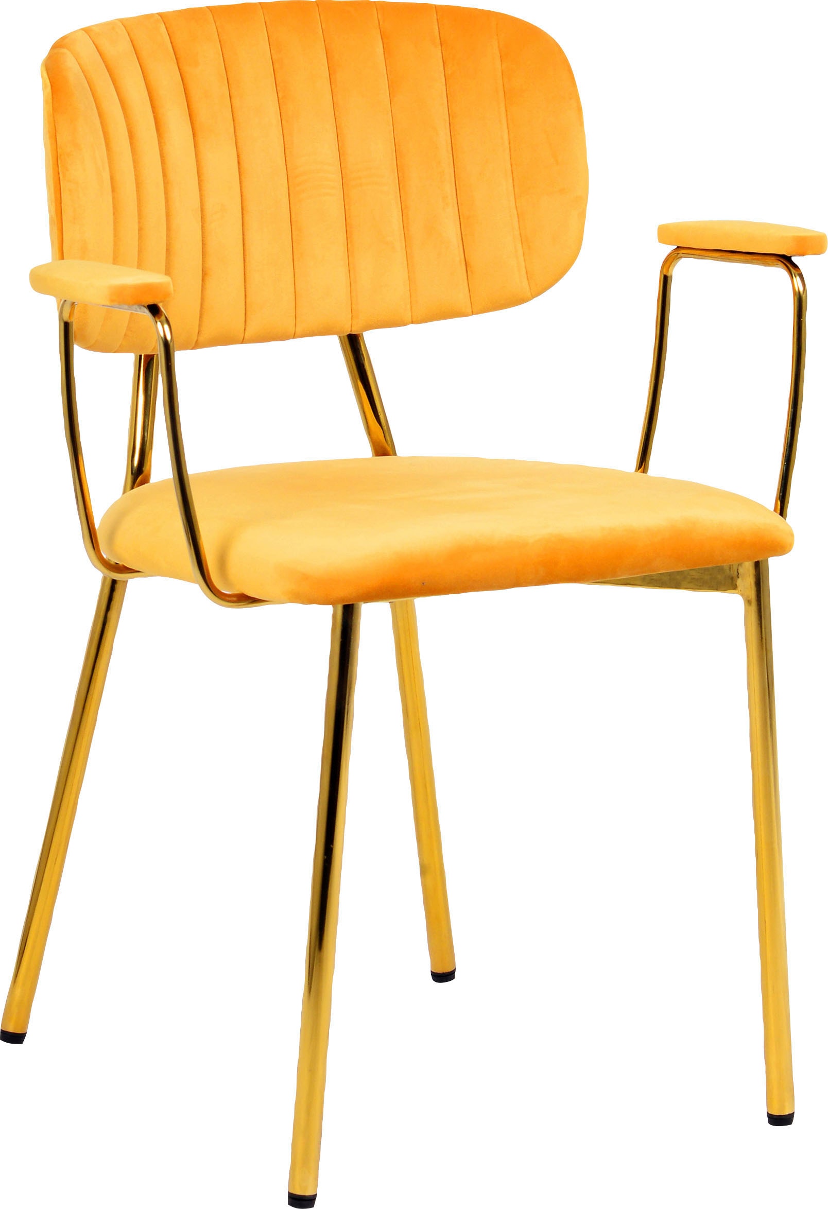Kayoom 4-Fußstuhl »Stuhl Kian 225 2er-Set, Gestell aus Edelstahl, Rückenpolster«, (Set), 2 St., Stoffbezug, samtweicher Bezug Rückenpolster ist ein Hingucker