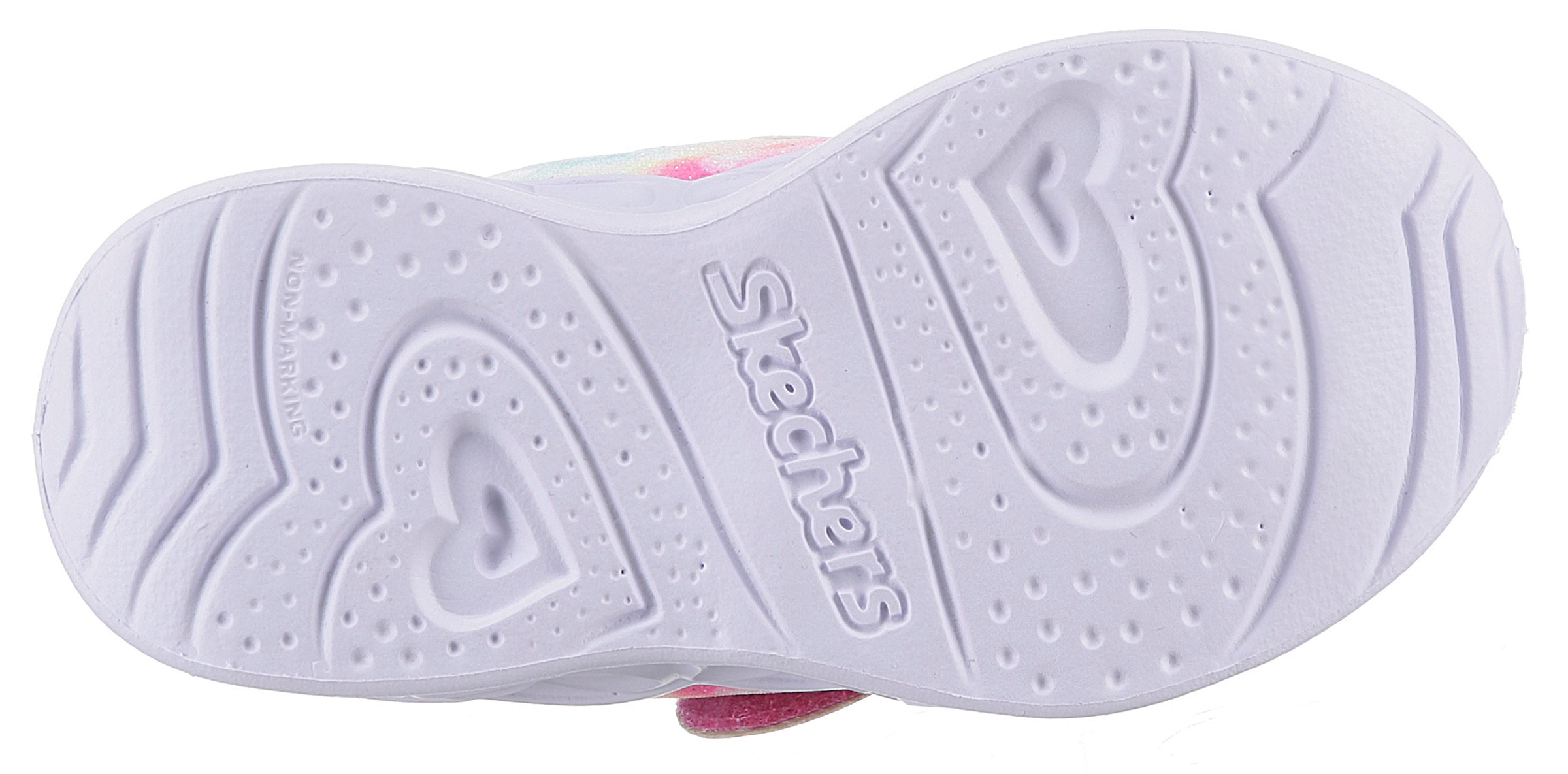 Skechers Lauflernschuh »Blinkschuh HEART LIGHTS - LOVIN REFLECTION«, Blink,-Klettschuh mit Herz-Applikation, Größenschablone zum Download