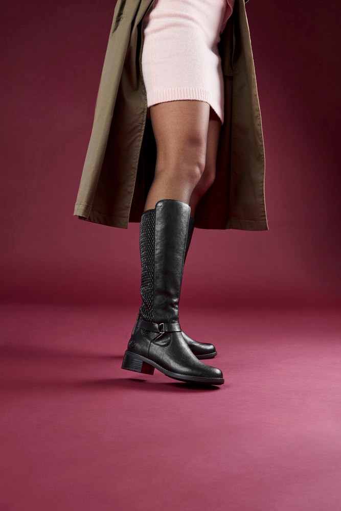 Rieker Stiefel, Langschaftstiefel, Stretchstiefel mit herausnehmbarer Innensohle
