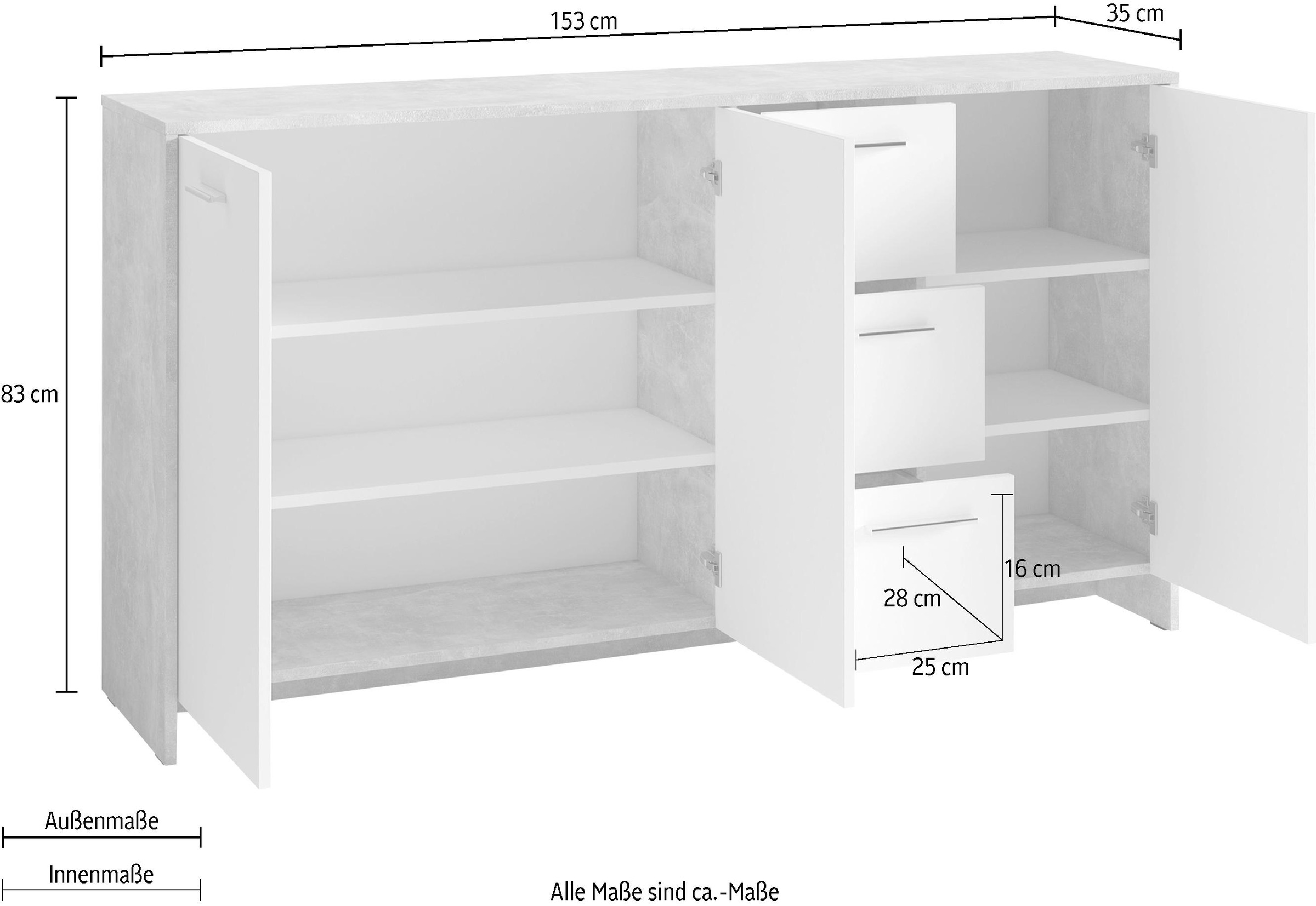 Homexperts Sideboard »Benno«, Breite 153 cm