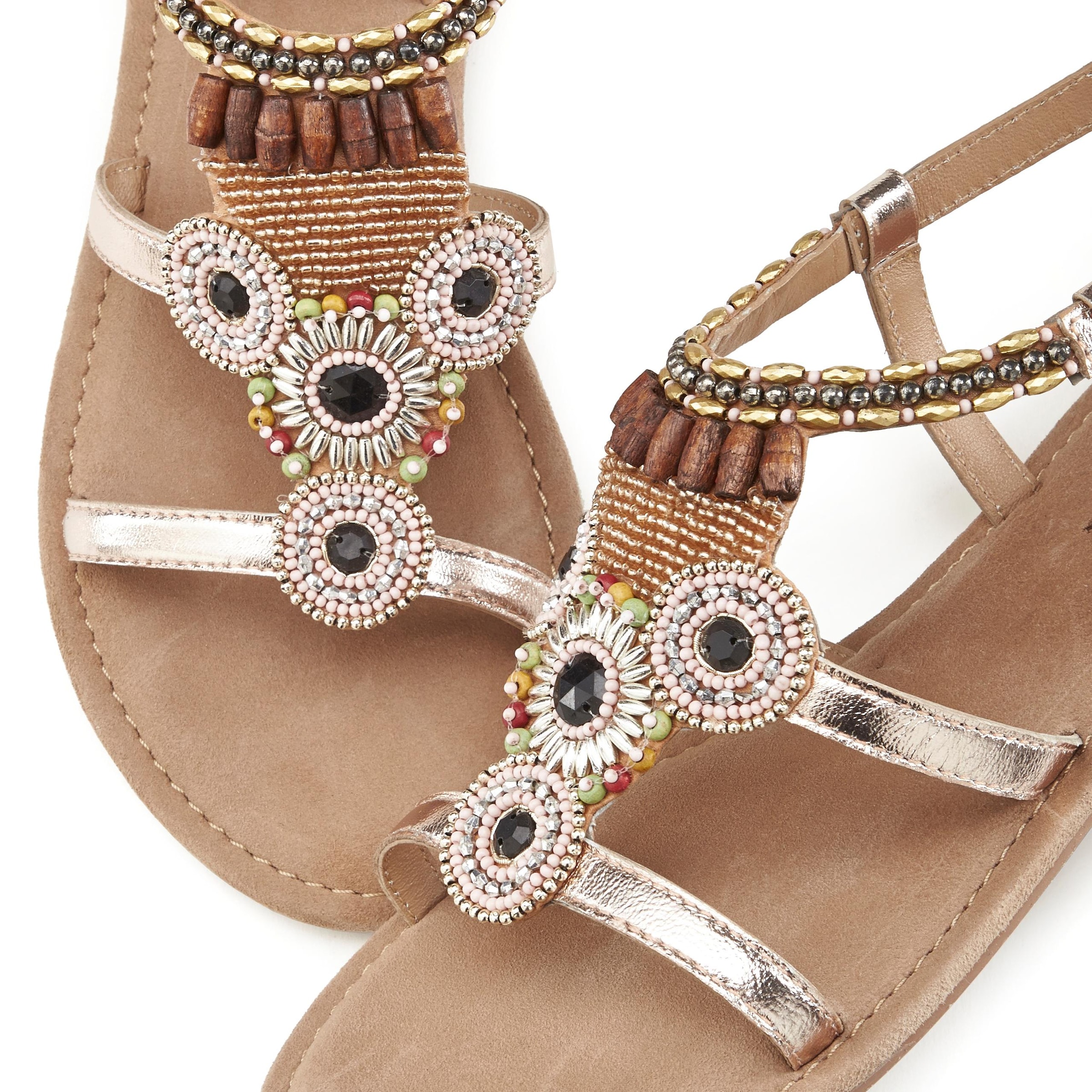 LASCANA Sandale »Sommerschuh«, Sandalette, Sommerschuh aus Leder mit Steinchen in Glitzer-Optik
