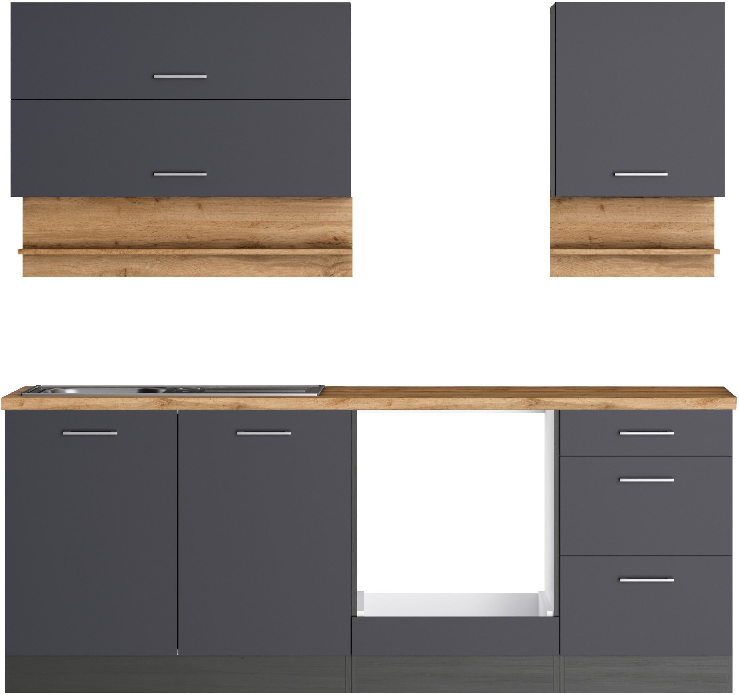 KOCHSTATION Küchenzeile »KS-Milan« 210 cm breit, robuste Metallauszüge, vie günstig online kaufen