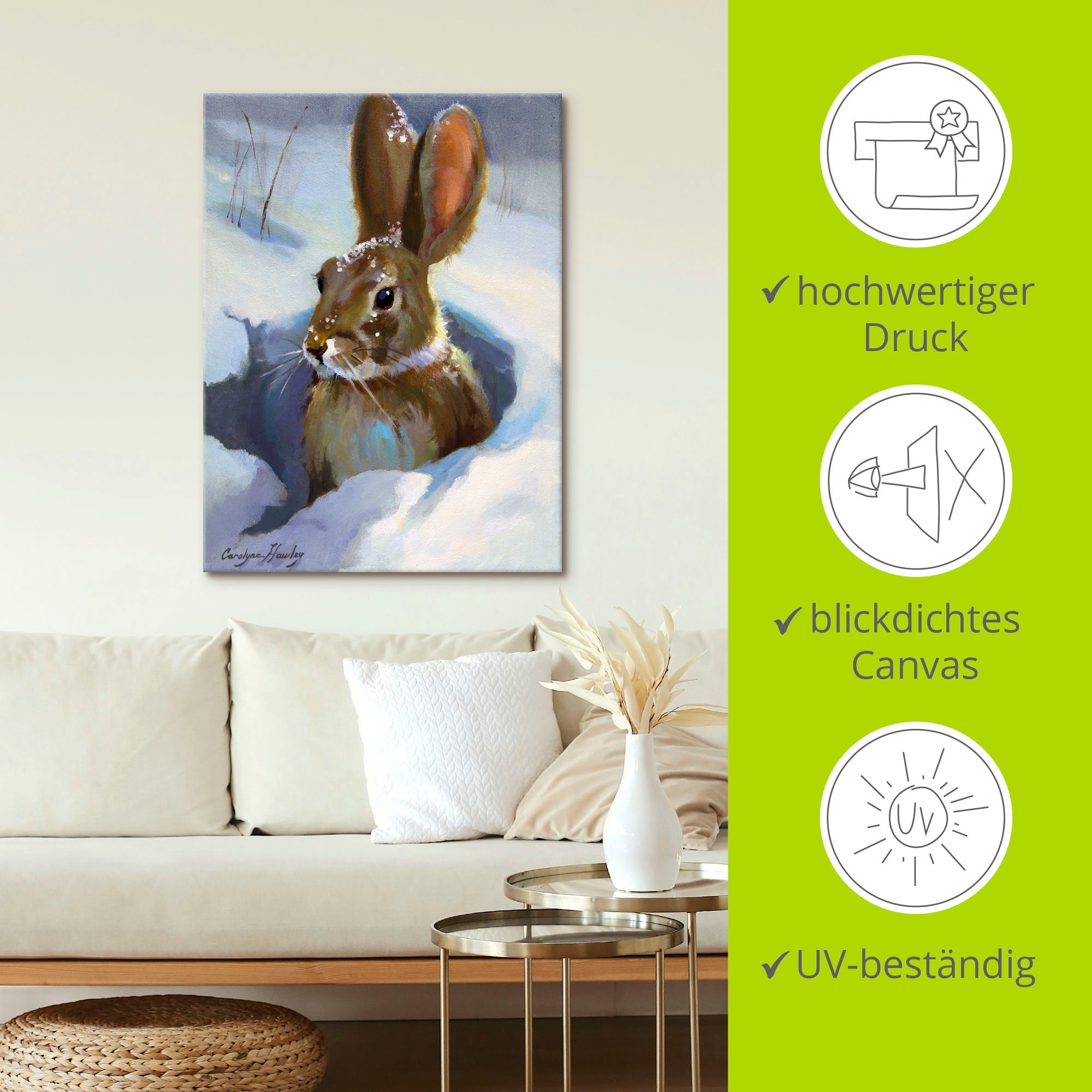 Artland Wandbild »Schneehase«, Wildtiere, (1 St.), als Leinwandbild, Poster in verschied. Größen