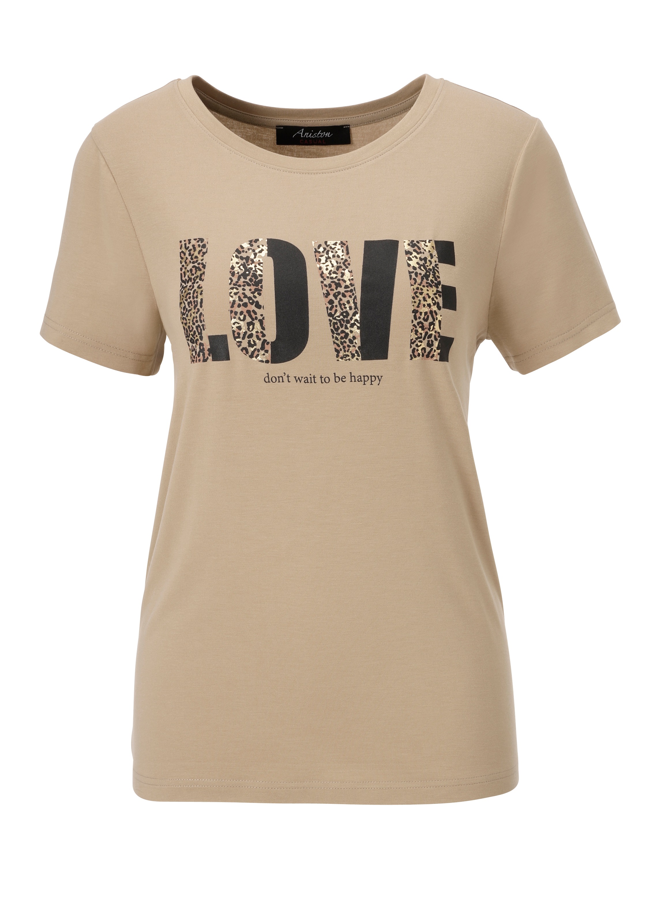 Aniston CASUAL T-Shirt, mit Folienprint verzierter "LOVE"-Schriftzug - NEUE KOLLEKTION