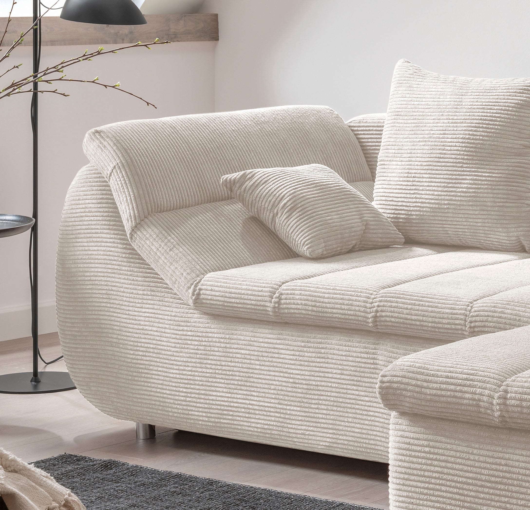 INOSIGN Ecksofa »Imola elegant und bequem, aktuelle Steppung im Sitz, L-Form«, wahlweise mit Bettfunktion