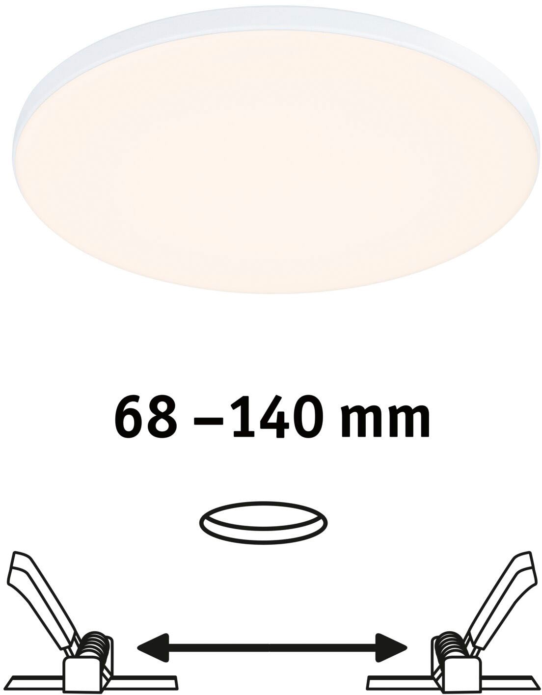 Paulmann LED Einbauleuchte »Veluna VariFit Edge IP44 rund 160mm 1100lm 3000K Weiß dimmbar«, 1 flammig, LED Einbaupanel IP44 rund 160mm 1100lm 3000K Weiß dimmbar