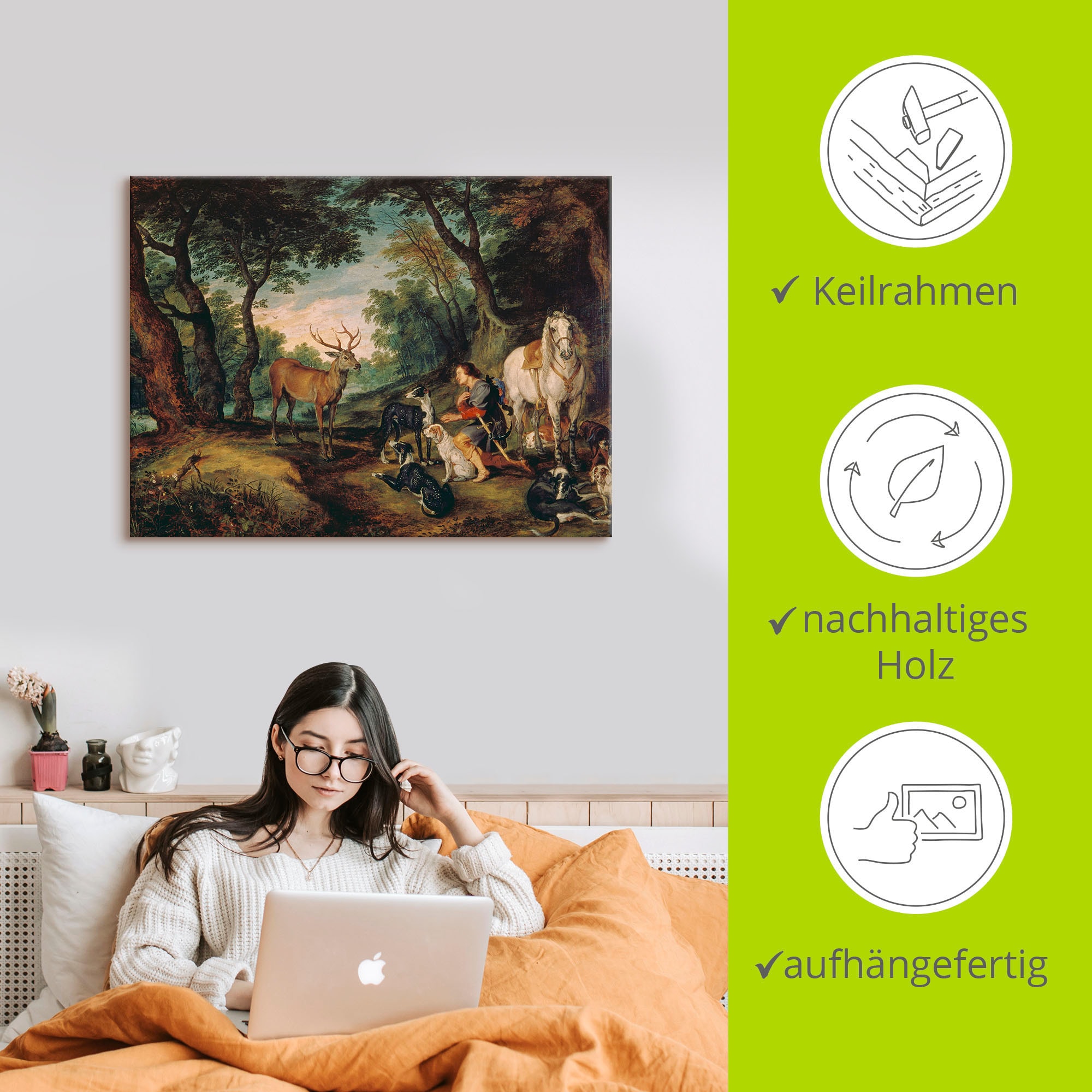Artland Wandbild »Der heilige Hubertus.«, Mann, (1 St.), als Leinwandbild, Poster in verschied. Größen