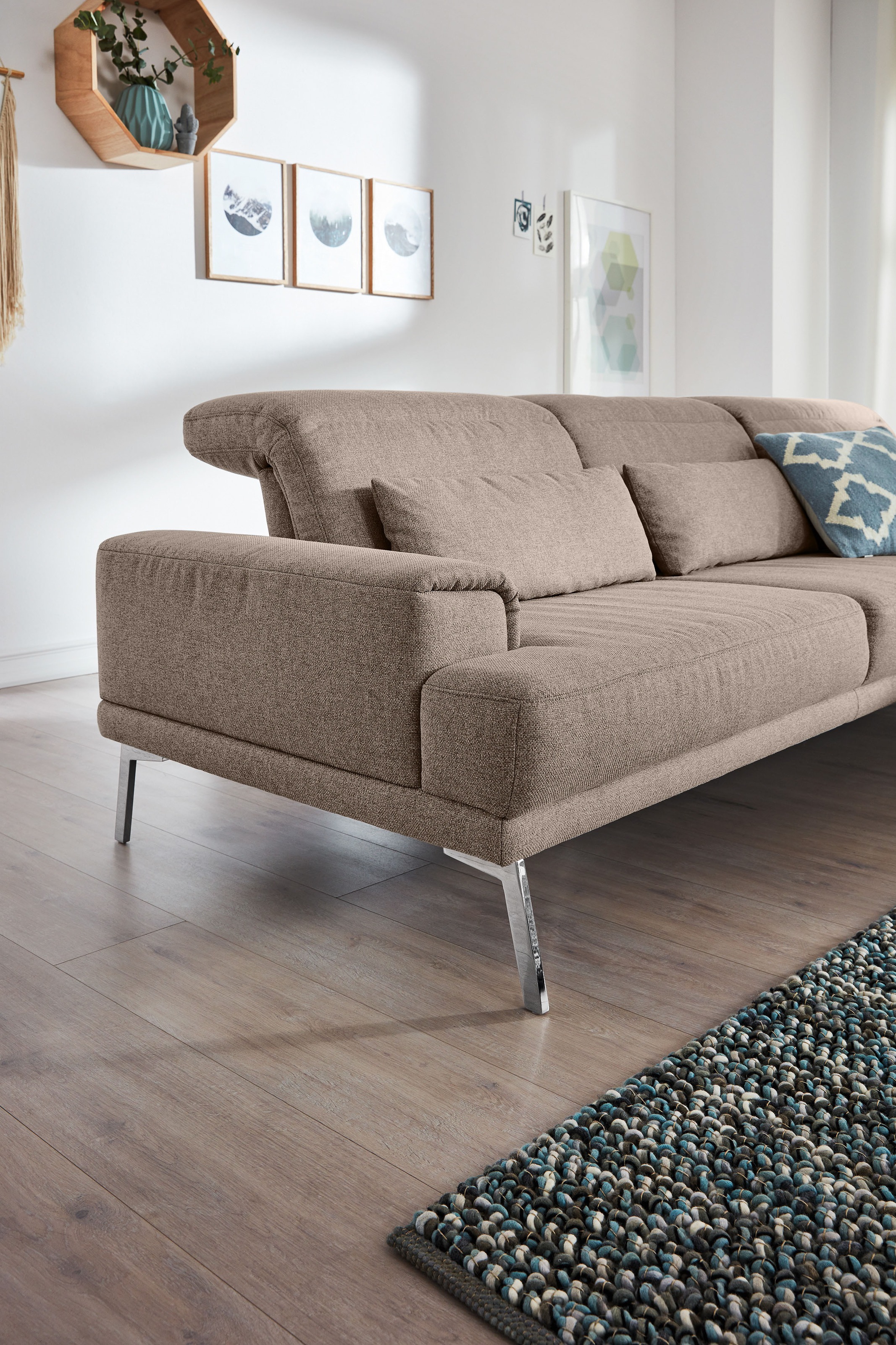 Musterring Ecksofa »MR 4580«, mit Kopf- und Sitztiefenverstellung, Metallfuß chrom, 288 x 193/220cm