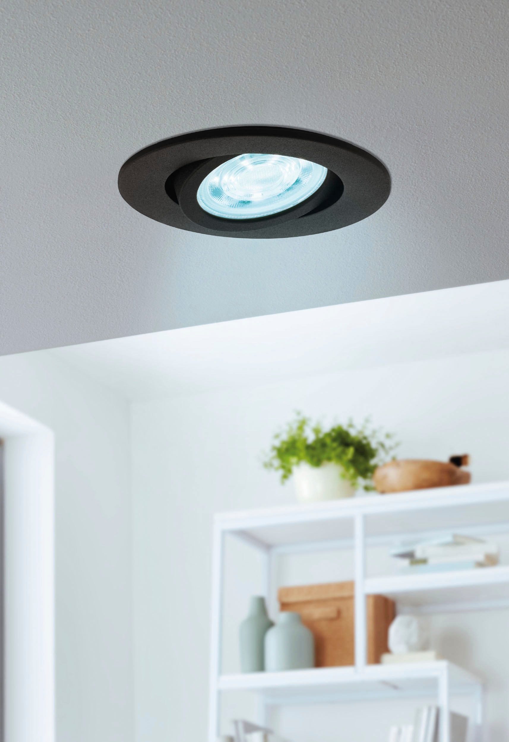 EGLO Deckenleuchte »SALICETO-Z Deckenlampe, Einbauleuchte, Spot, schwarz, ZigBee3.0, Timer«, Leuchtmittel LED-Modul | LED fest integriert, App / Sprachsteuerung Alexa, ‎‎‎‎‎‎‎Ø 88 mm, exkl. Fernbedienung