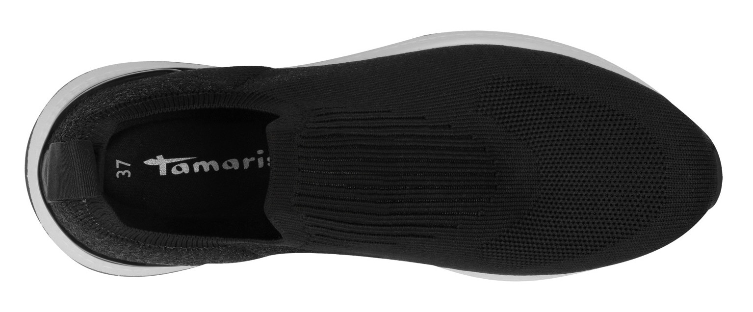 Tamaris Slip-On Sneaker, Keilsneaker, Slipper, Freizeitschuh, Halbschuh mit T-Logoschriftzug