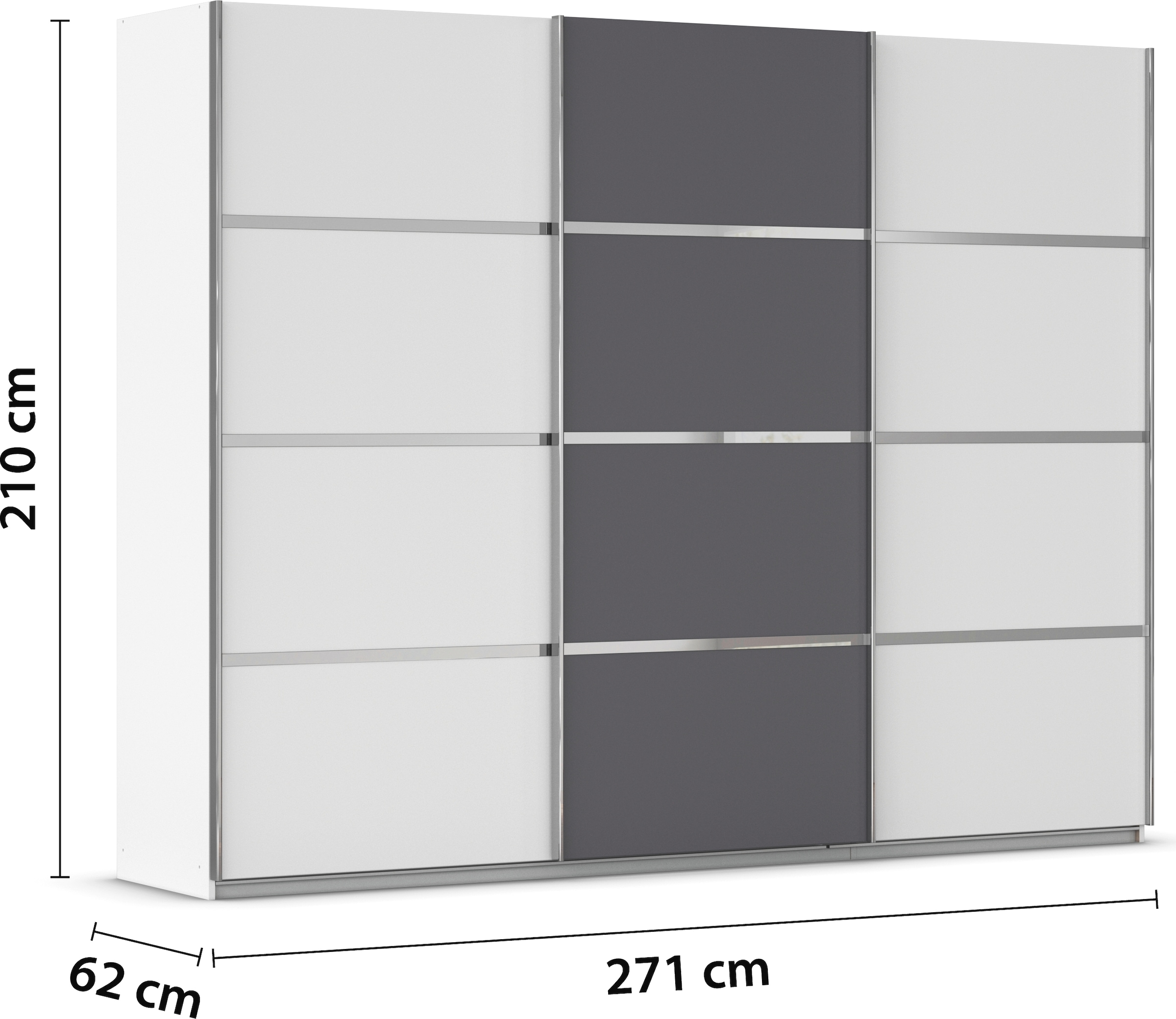 rauch Kleiderschrank »Schwebetürenschrank Garderobe Schrank TOP ANGEBOT Avola«, (in 3 verschiedenen Ausstattungen BASIC/CLASSIC/PREMIUM), mit eleganten Zierleisten in Chrom, Schwarz oder Weiß MADE IN GERMANY