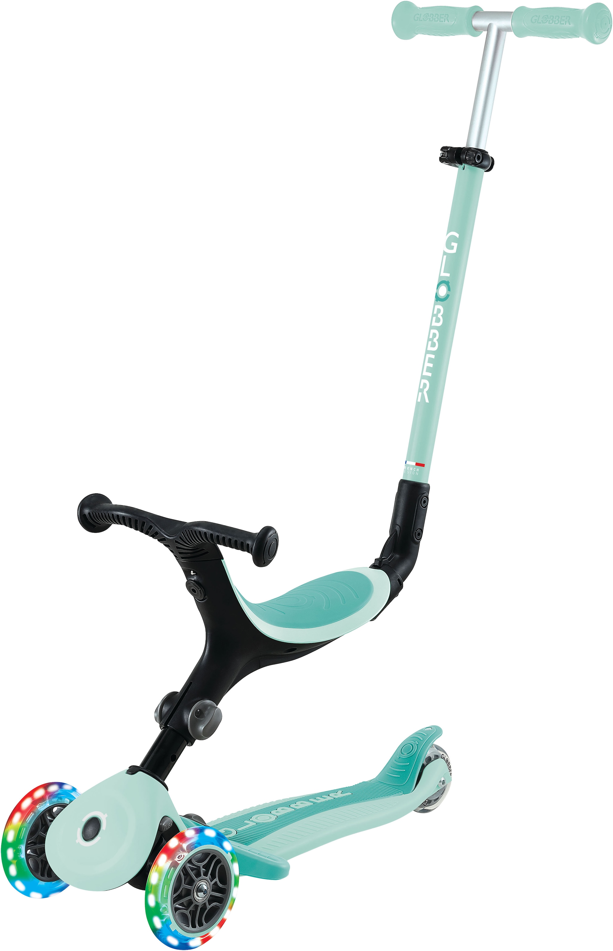 Globber Tretroller »GO-UP ACTIVE LIGHTS mit Leuchtrollen« Dreirad, Laufrad und Scooter