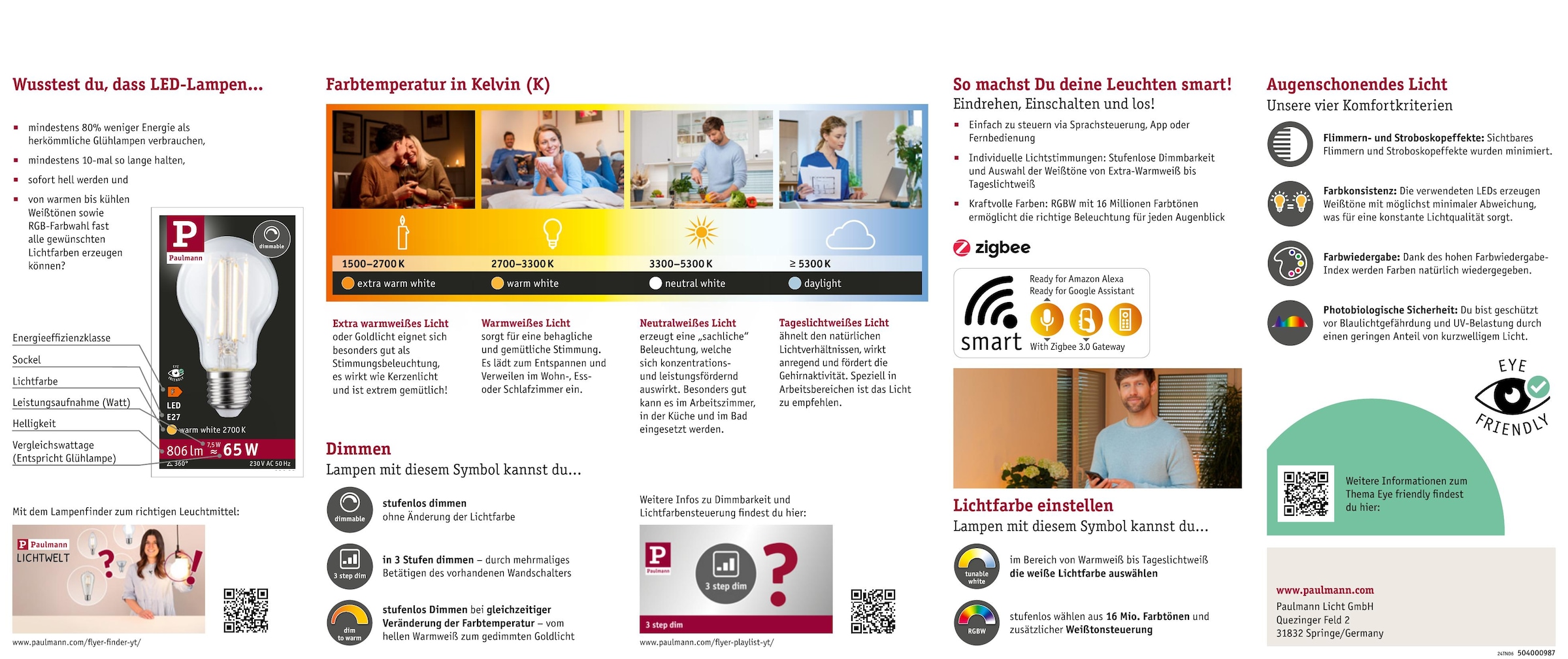 Paulmann LED-Leuchtmittel »Smart Home Zigbee Standardform 9,3 W Matt E27 RGBW« E27 1 Stk. Farbwechsler