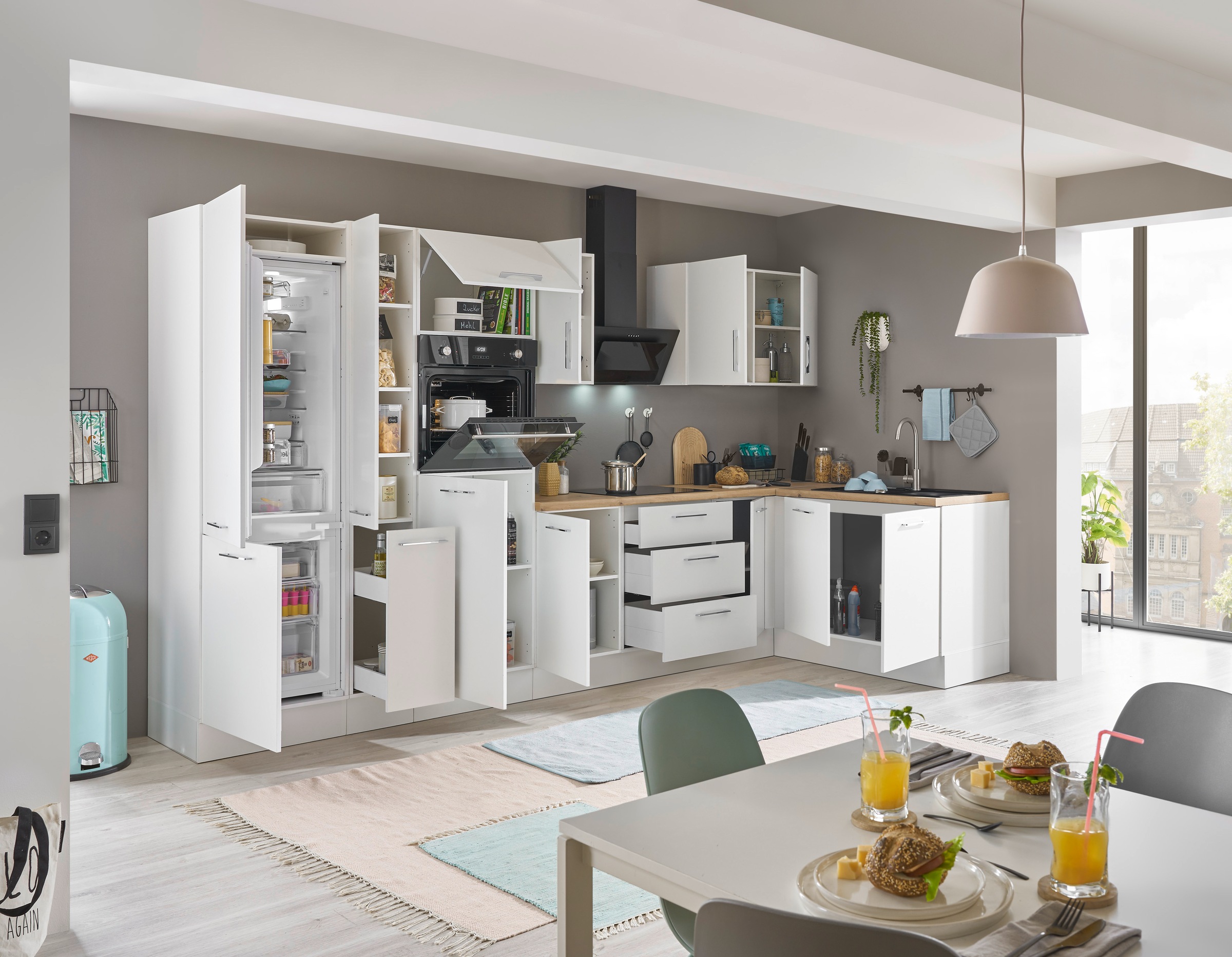 BASIC by Balculina Winkelküche »Turin«, Stellbreite 360x175 cm, wahlweise mit E-Geräten