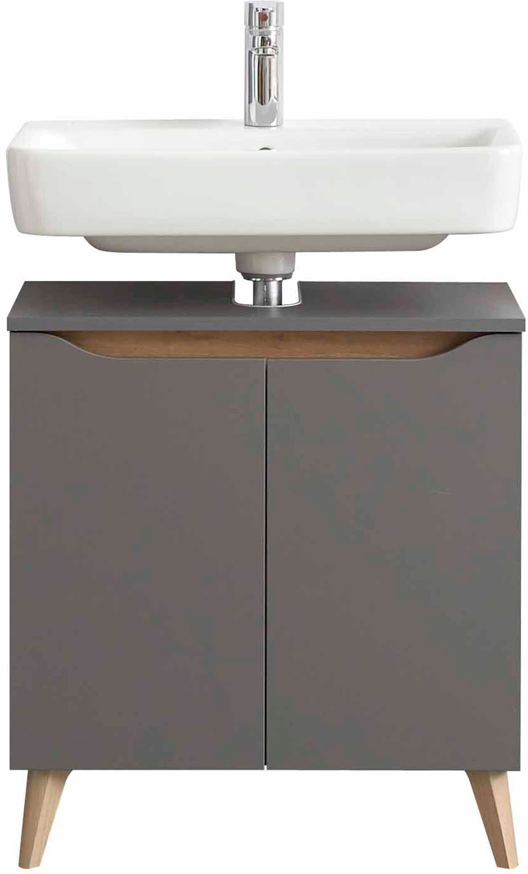 Saphir Badmöbel-Set »Quickset 5-teilig, Waschbeckenunterschrank mit LED-Spiegelschrank« 5 Stk. tlg.