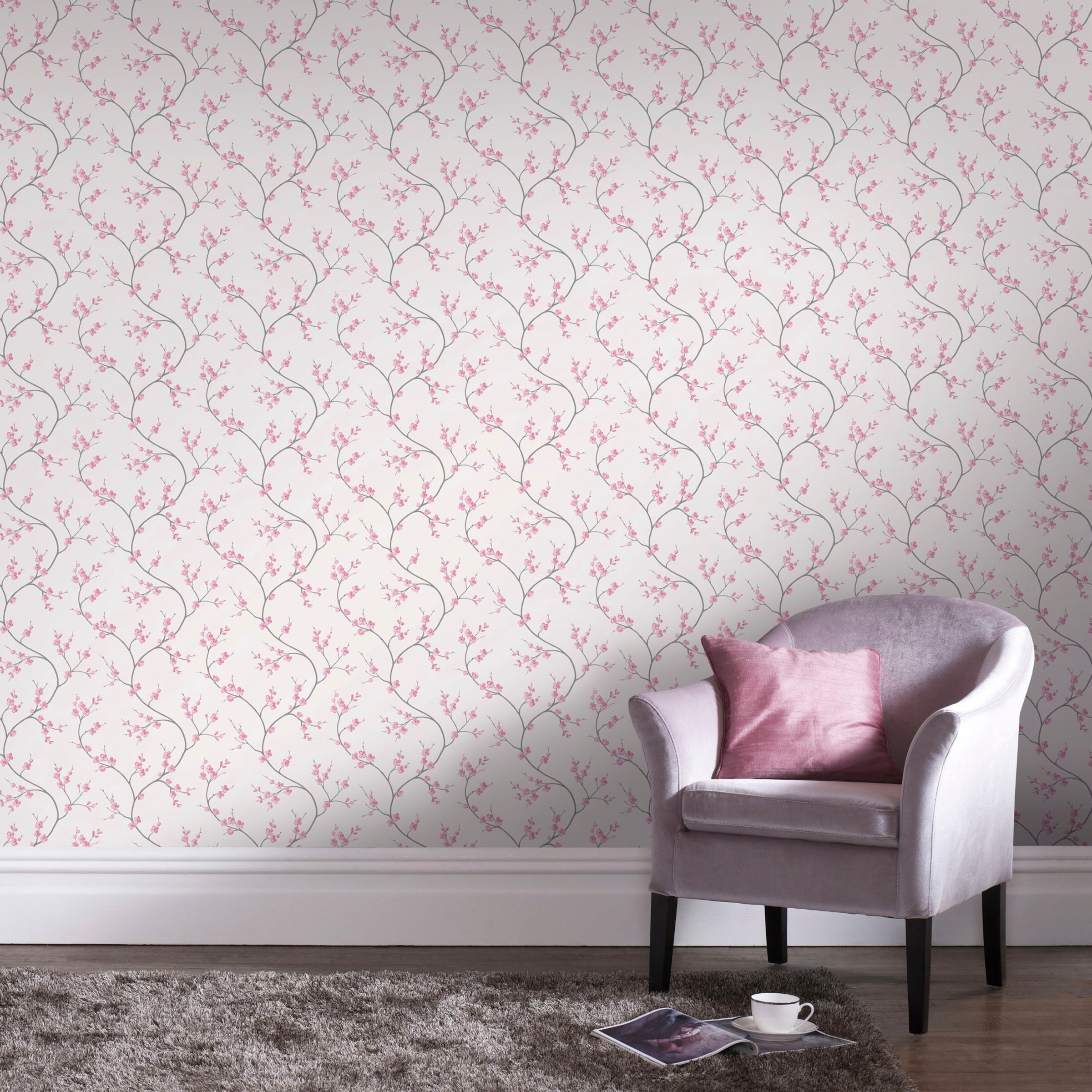 Superfresco Easy Vliestapete »Bailey - Blumen«, Rosa/Weiß - 10m x 52cm günstig online kaufen