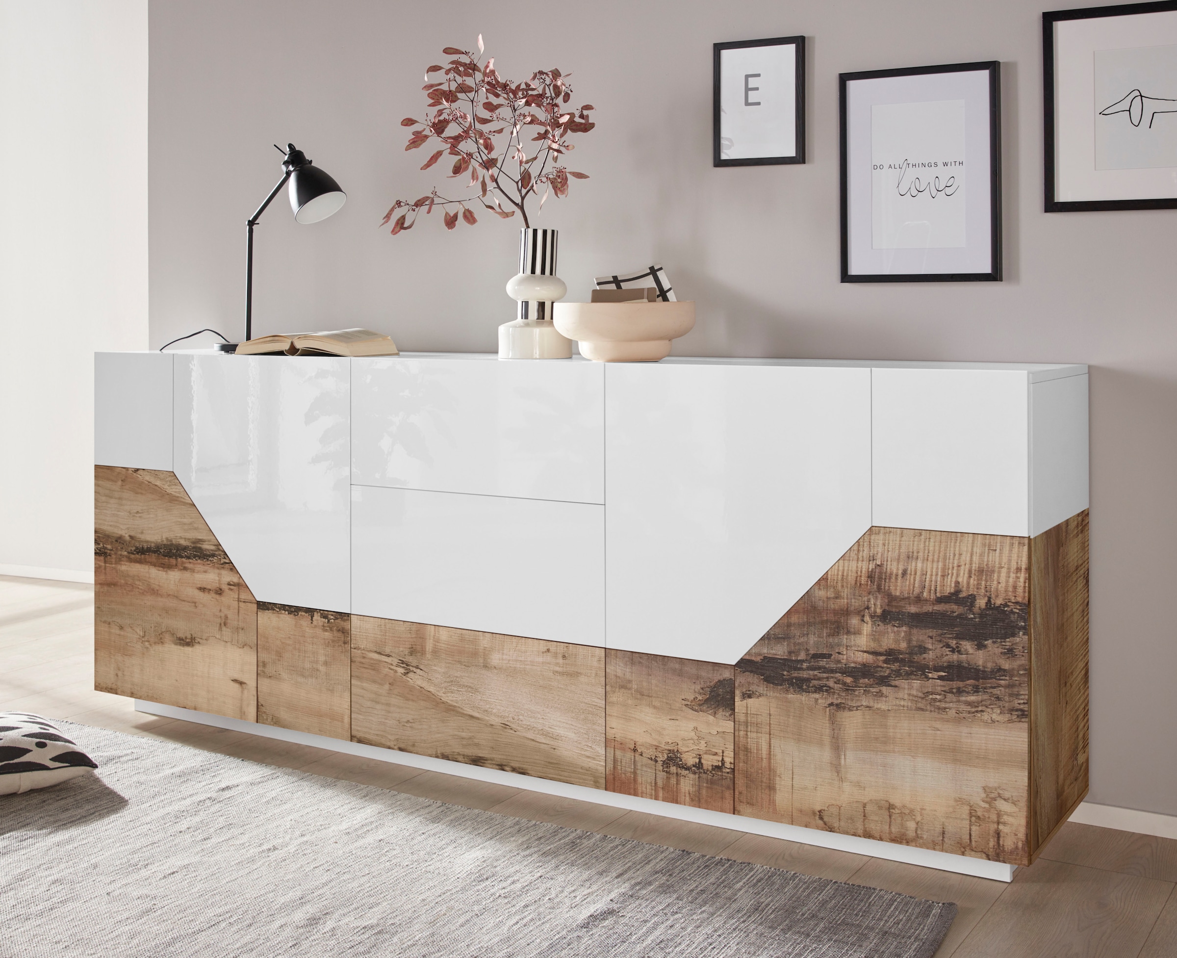 INOSIGN Sideboard »ALIEN-Kommode, Schrank, Anrichte mit 4 Türen und 3 Schubkästen«, Sideboard Breite ca. 200 cm "100 % Made in Italy"