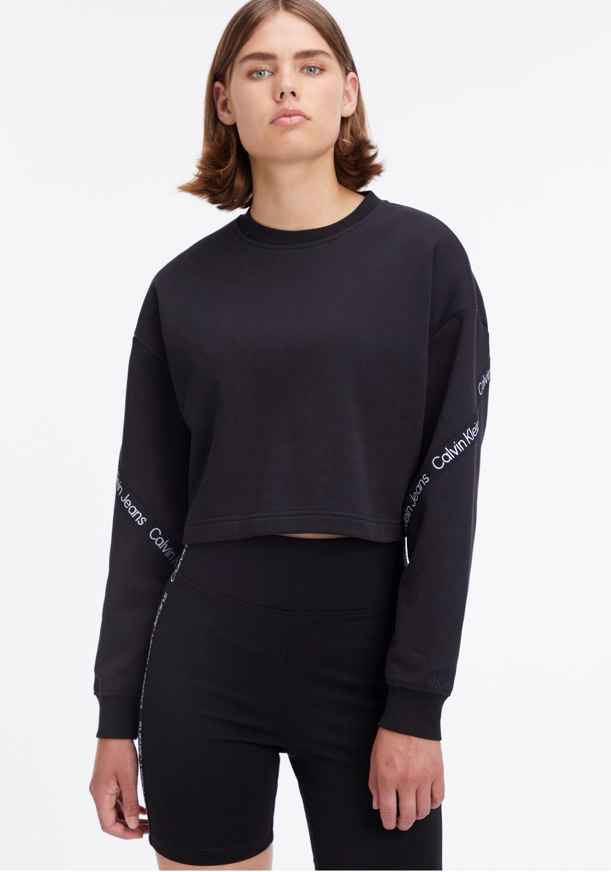 Klein Calvin Applikationen Sweatshirt, Jeans online mit Logo-Tape kaufen