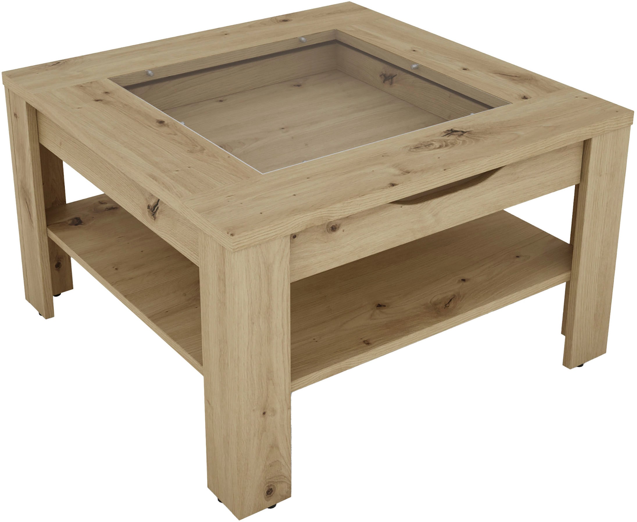 byLIVING Couchtisch »RALPH« Artisan Eiche, Old Wood oder weiß, 1 Schubkasten, Glaseinlageplatte