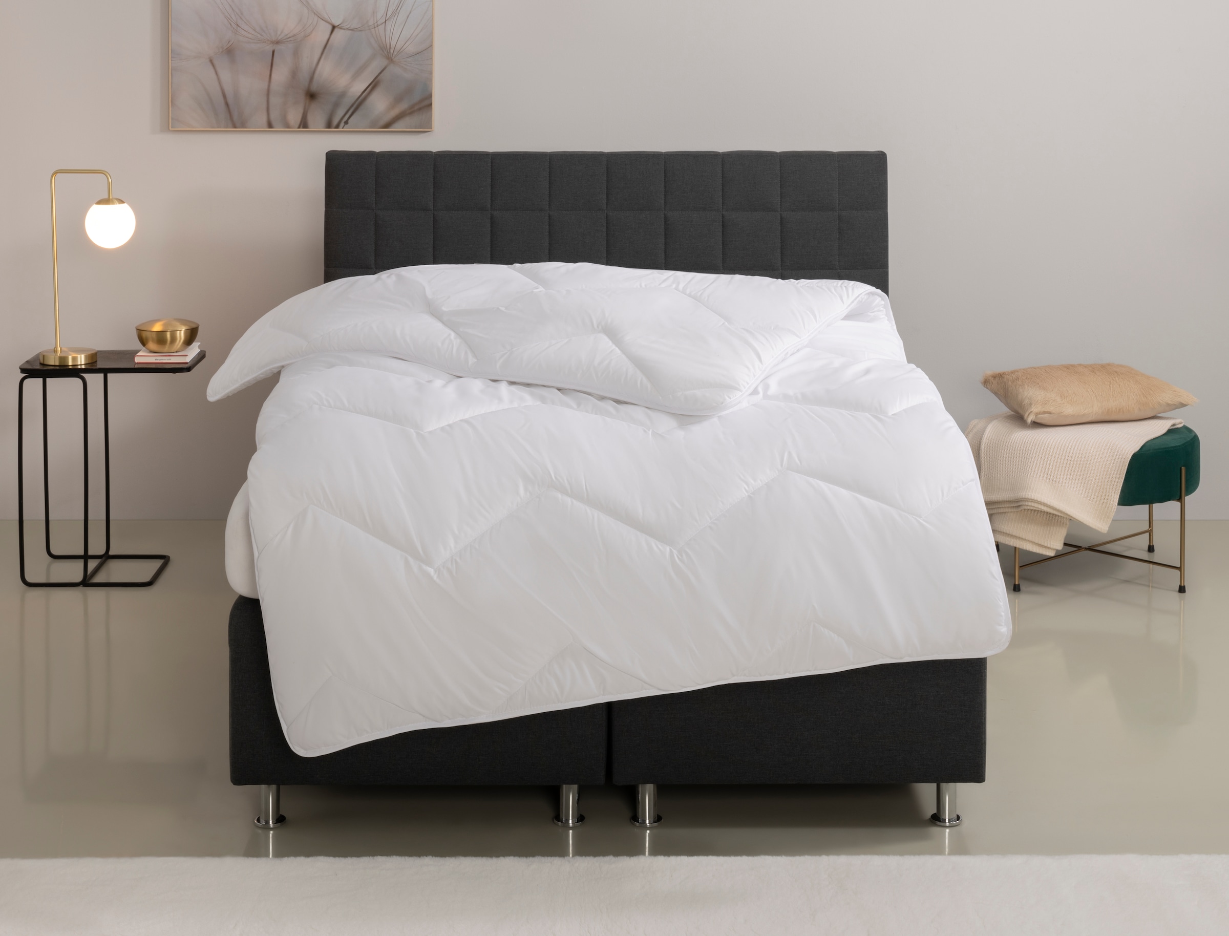 Home affaire Microfaserbettdecke »Sartes, Bettdecke 135x200 cm, 155x220 cm«, warm, Füllung Polyester, Bezug Polyester, (1 St.), Bettdecken, Sommer, Decke, für Allergiker geeignet