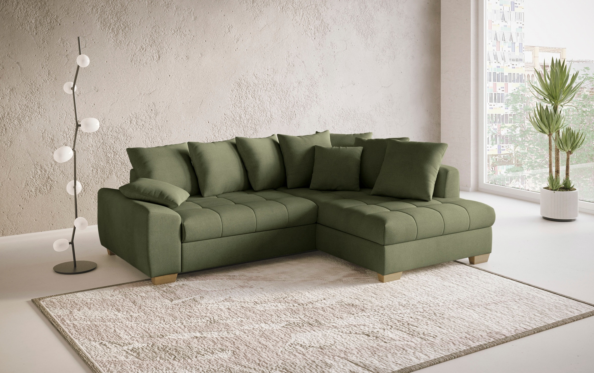Mr. Couch Ecksofa »Nikita II, L-Form, bis 140kg pro Sitzplatz belastbar«, mit Kaltschaumpolsterung, wahlweise mit Bett und Bettkasten