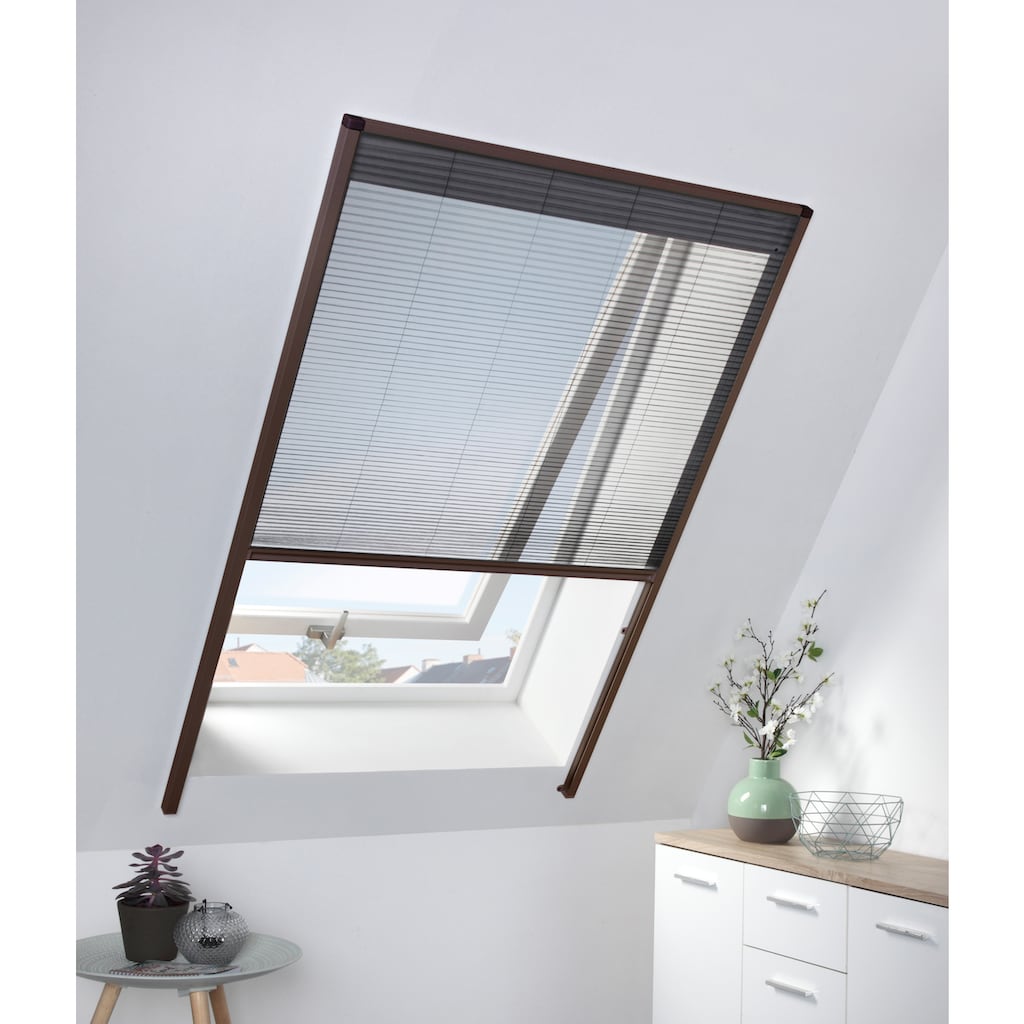 hecht international Insektenschutzrollo »für Dachfenster«, transparent, braun/anthrazit, BxH: 110x160 cm