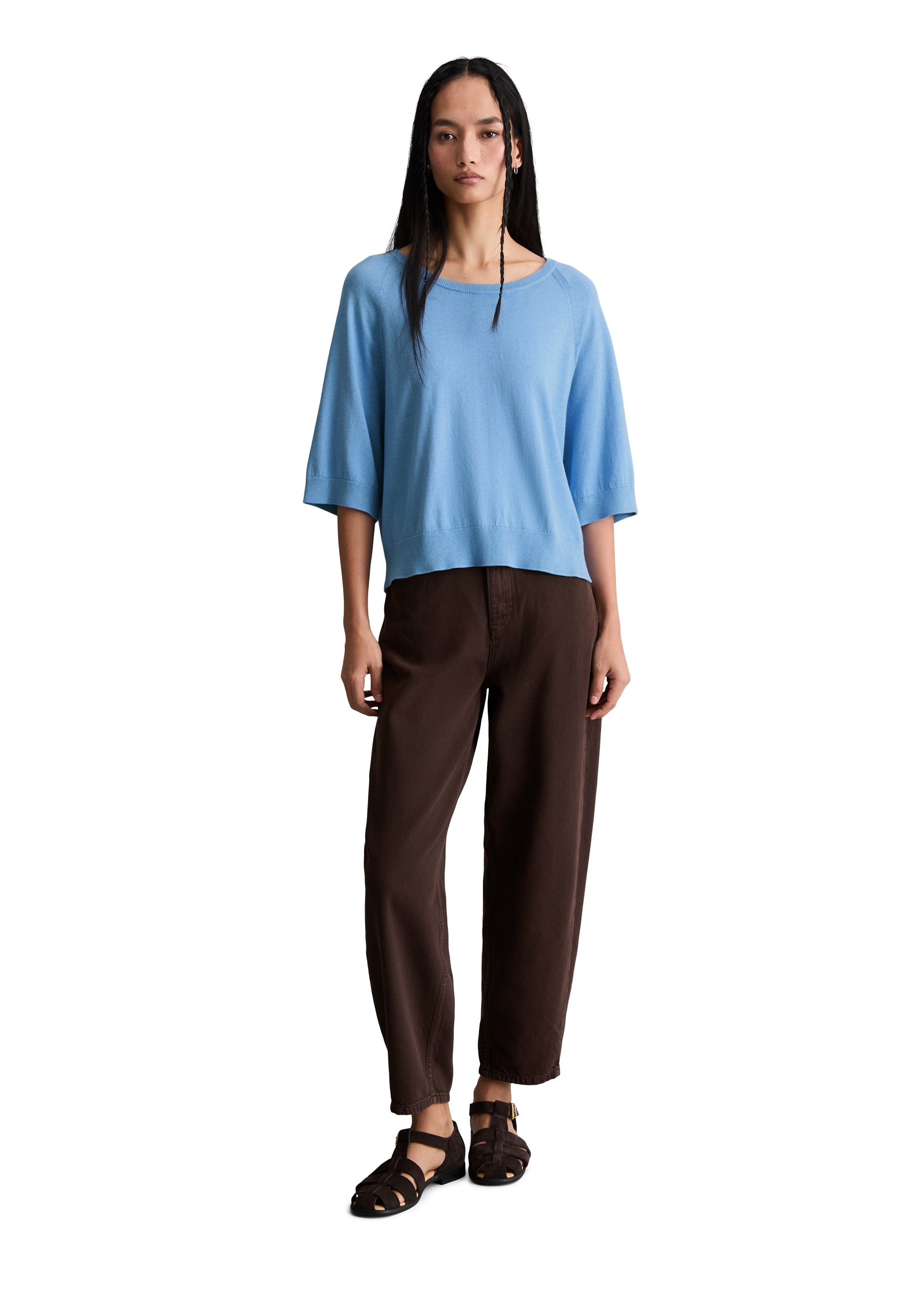 Marc O'Polo DENIM Kurzarmpullover relaxed aus weichem Organic-Cotton-Modal-Mix