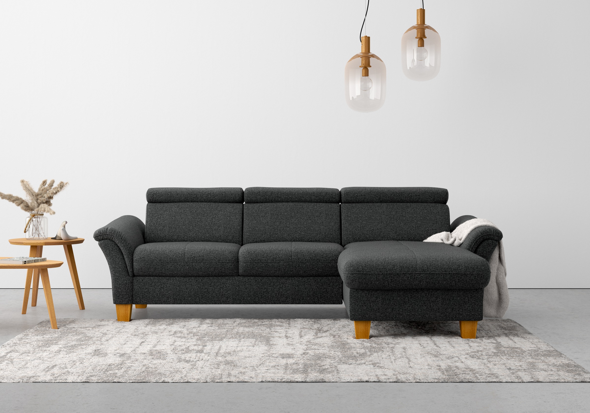 Home affaire Ecksofa »Lindgren L-Form«, wahlweise mit Bett mit klappbaren Rollen, Kasten und Kopfverstellung