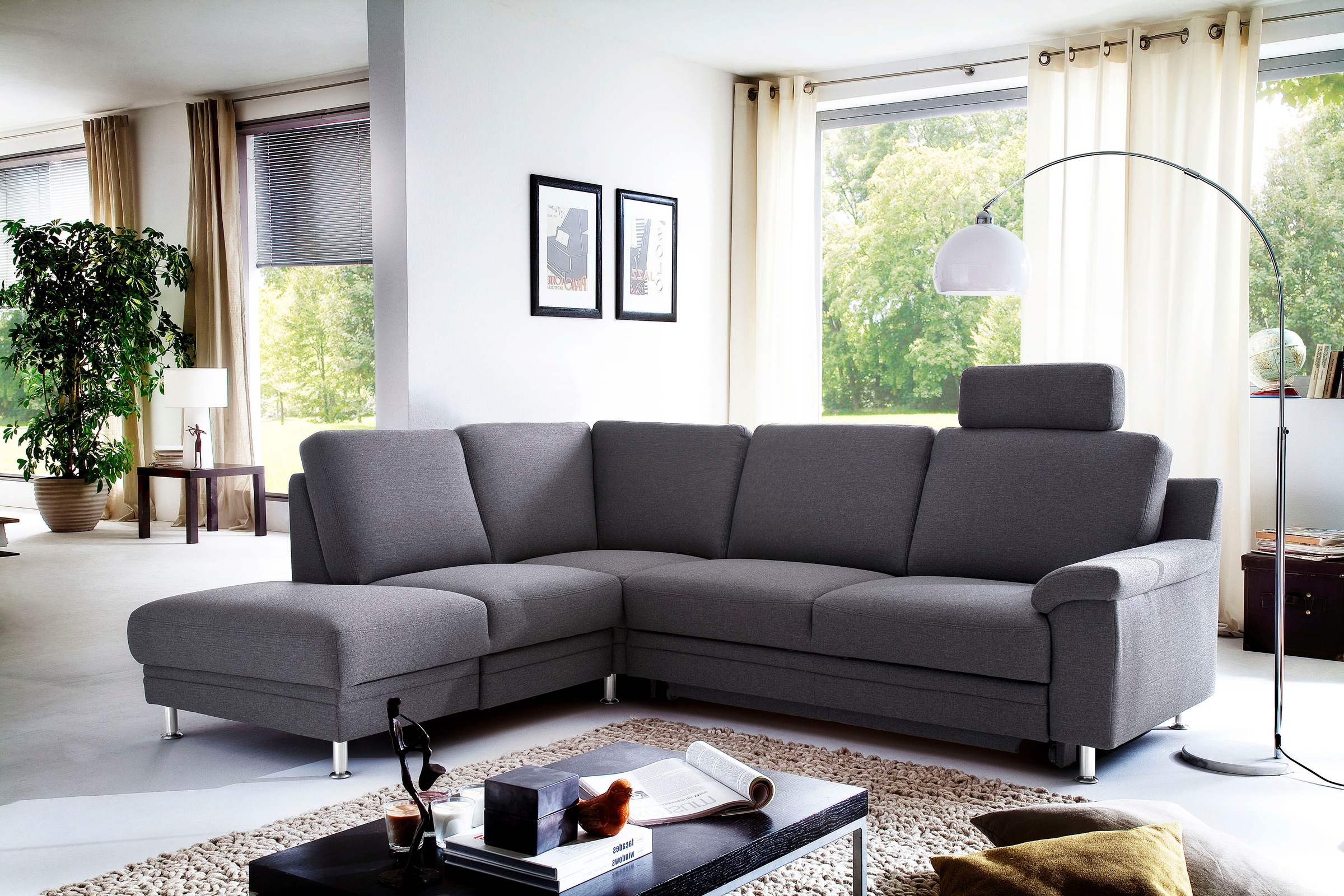 3C Carina Ecksofa »Korfu L-Form«, incl.- 1 Kopfstütze, wahlweise mit Schlafunktion und Stauraum
