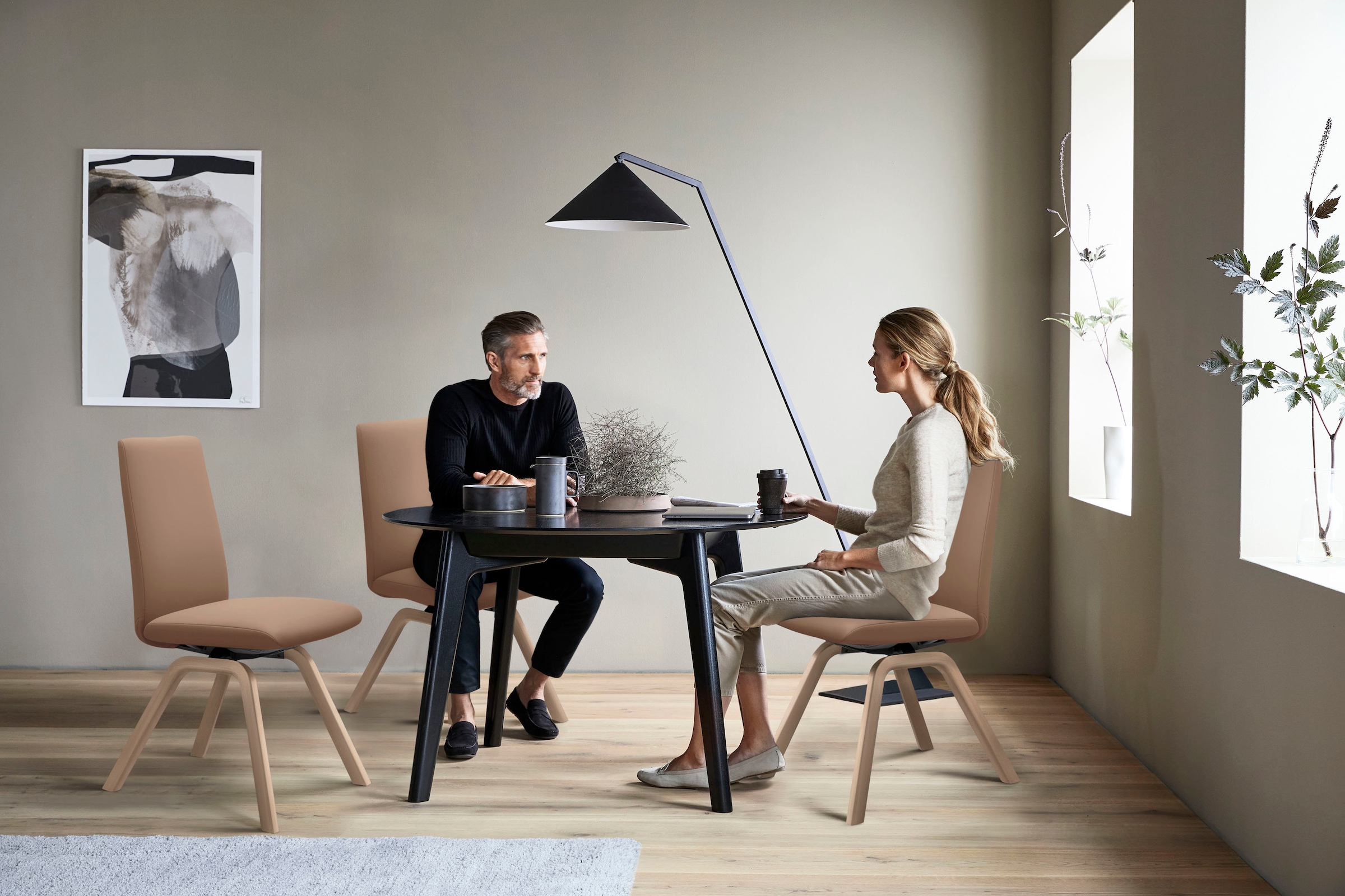 Stressless® Polsterstuhl »Laurel«, Leder PALOMA, Low Back, Größe M, mit schräggestellten Beinen in Eiche natur