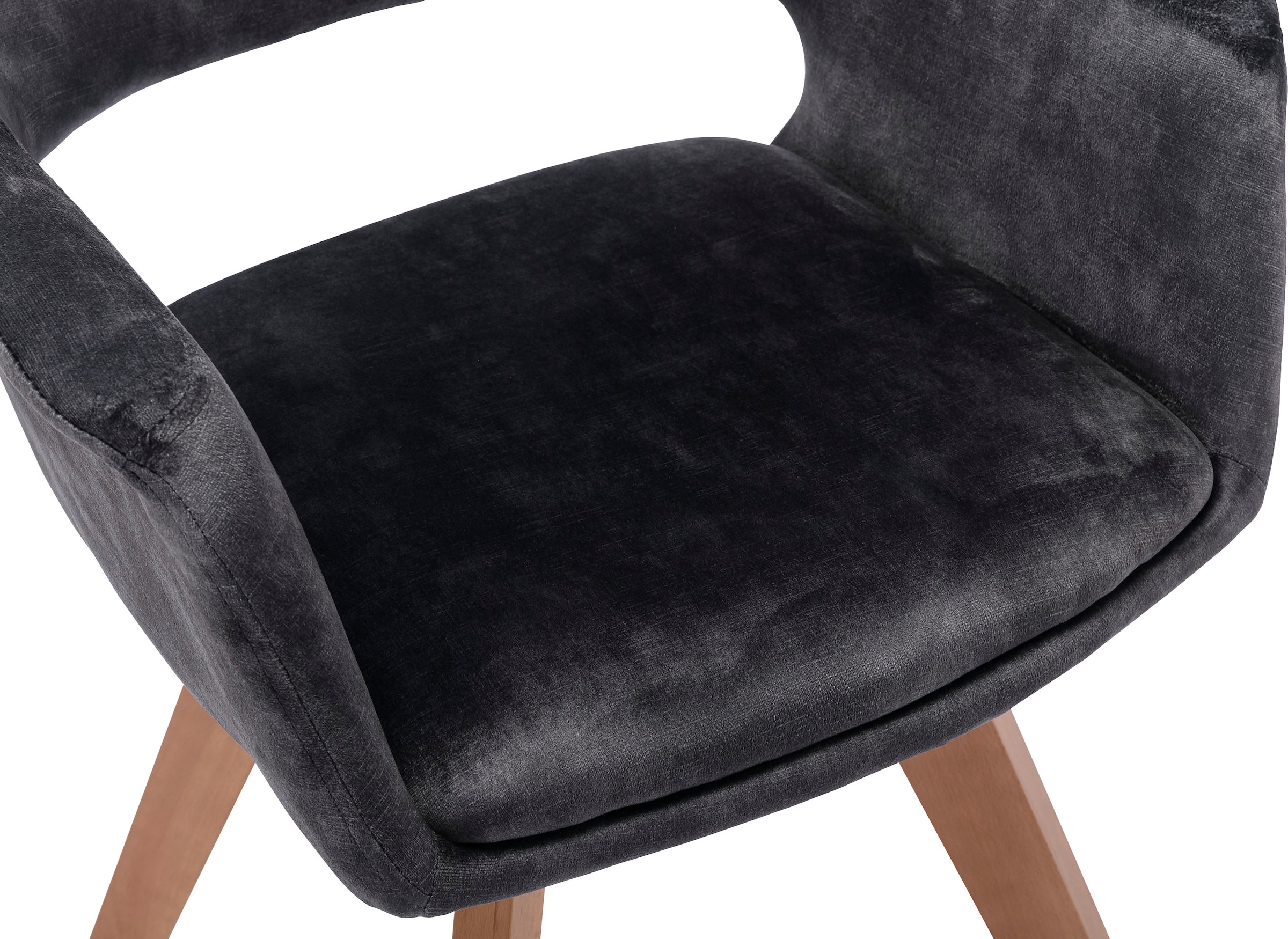 byLIVING Esszimmerstuhl »Klara«, (Set), 2 St., Samtstoff Velvet, 2er-Set, gepolstert mit hochwertigem Vintage-Samt, 360 Grad drehbar