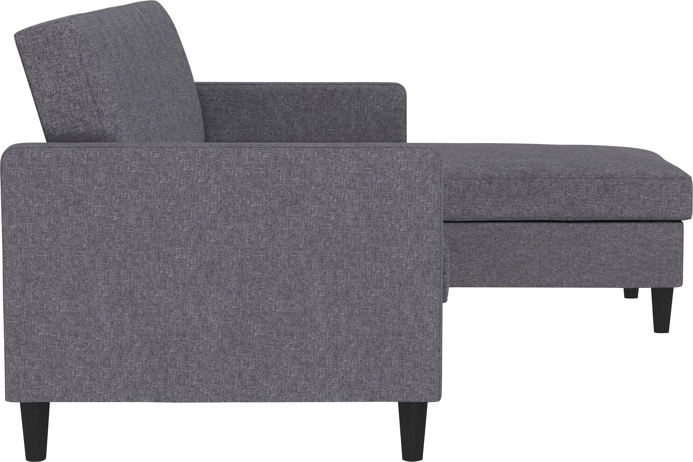 Dorel Home Ecksofa mit Schlafffunktion, Recamiere mit Stauraum beidseitig montierbar, Rückenlehne 2-teilig und 3-fach verstellbar