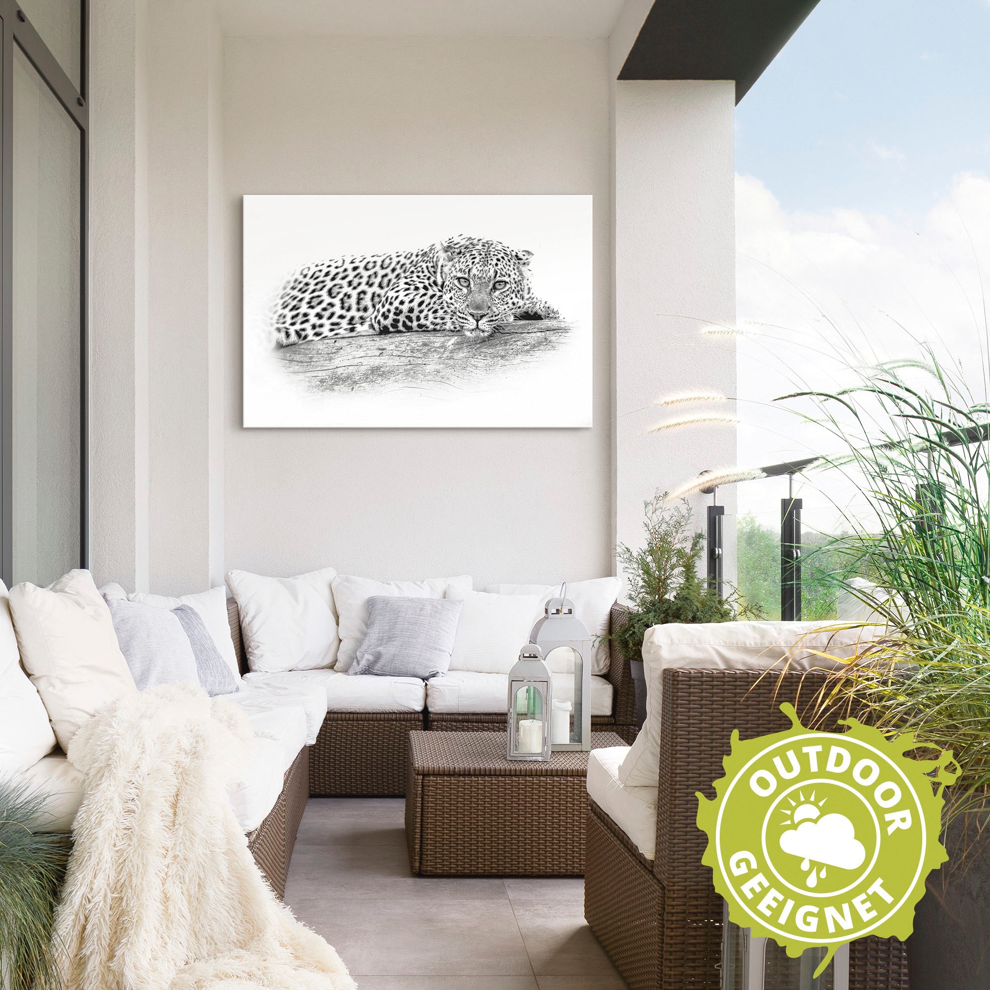Artland Wandbild »Leopard High Key Optik«, Wildtiere, (1 St.), als Alubild, Leinwandbild, Wandaufkleber oder Poster in versch. Größen