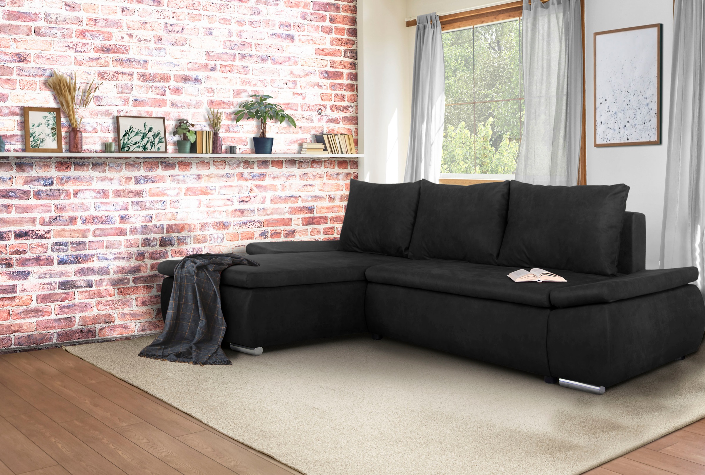 Home affaire Ecksofa Acra L-Form, mit Bettfunktion und Bettkasten, in Matte günstig online kaufen