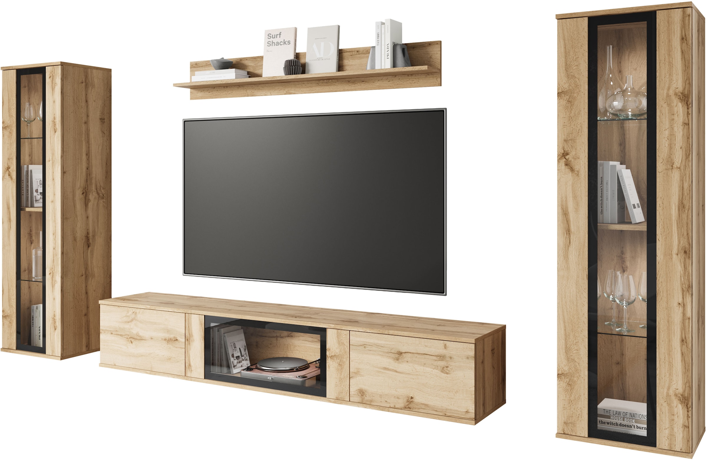 INOSIGN Wohnwand »Caro, stehend und hängend montierbar«, (Komplett-Set, 4 S günstig online kaufen