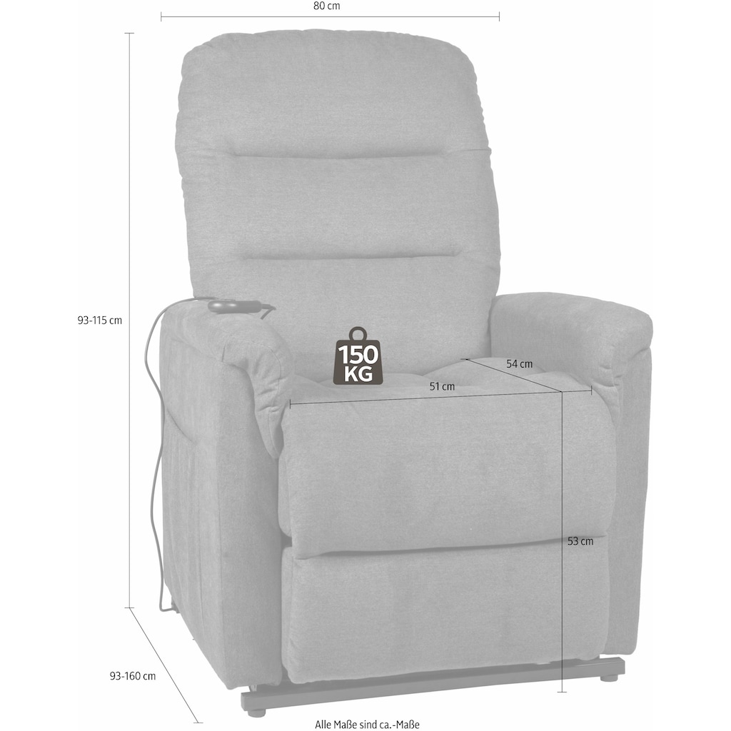 Duo Collection TV-Sessel »Whitehorse XXL bis 150 kg belastbar, mit elektrischer Aufstehhilfe«