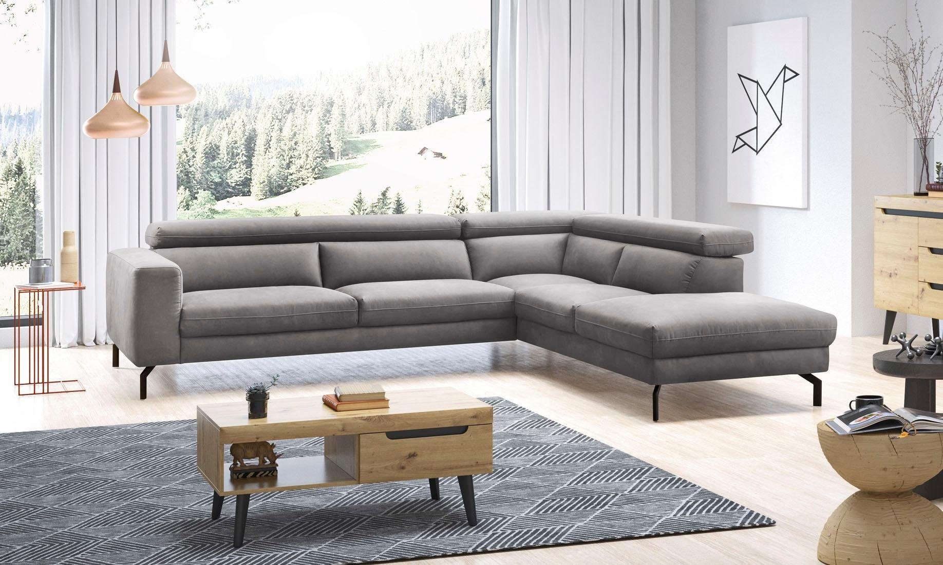 Places of Style Ecksofa »Olanta, L-Form«, mit verstellbaren Kopfstützen günstig online kaufen